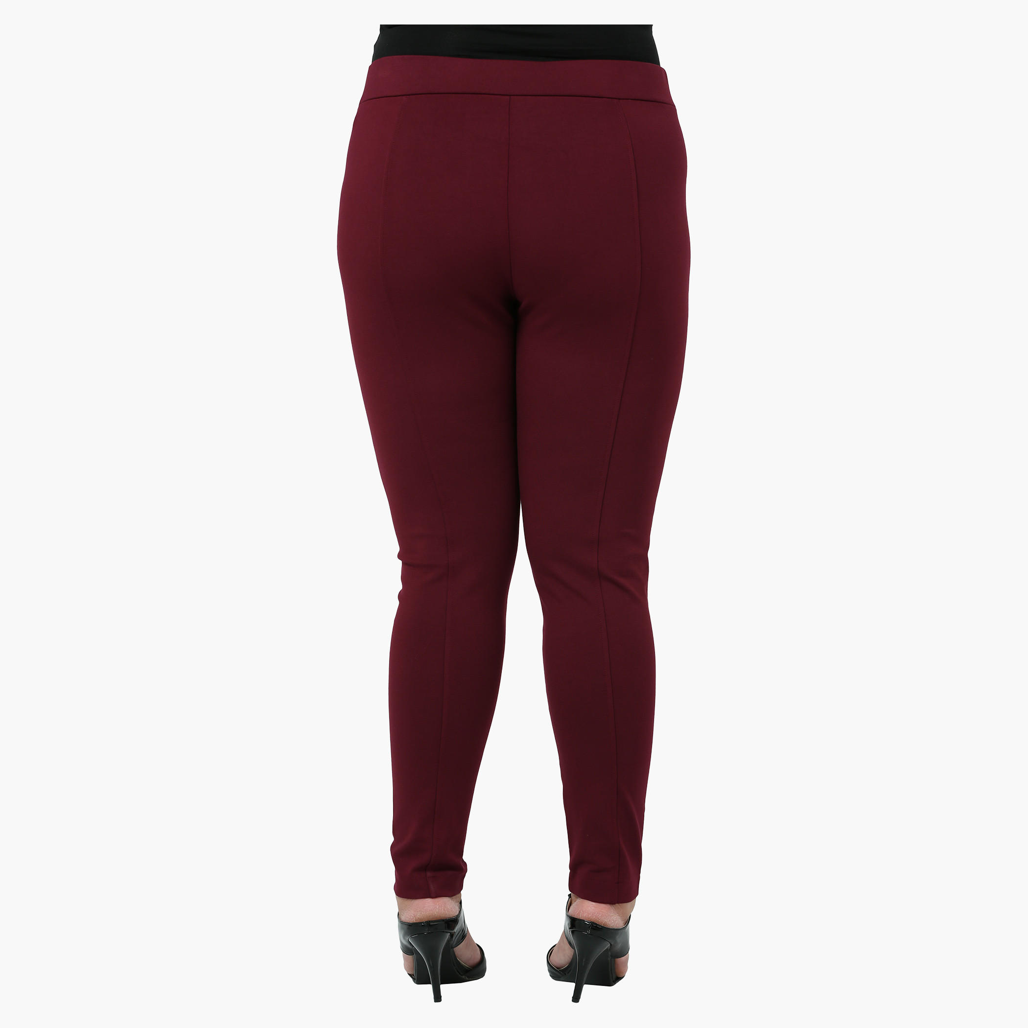Plus Size Solid Leggings with Front Piping-women-clothing-bottoms-leggings-image-2