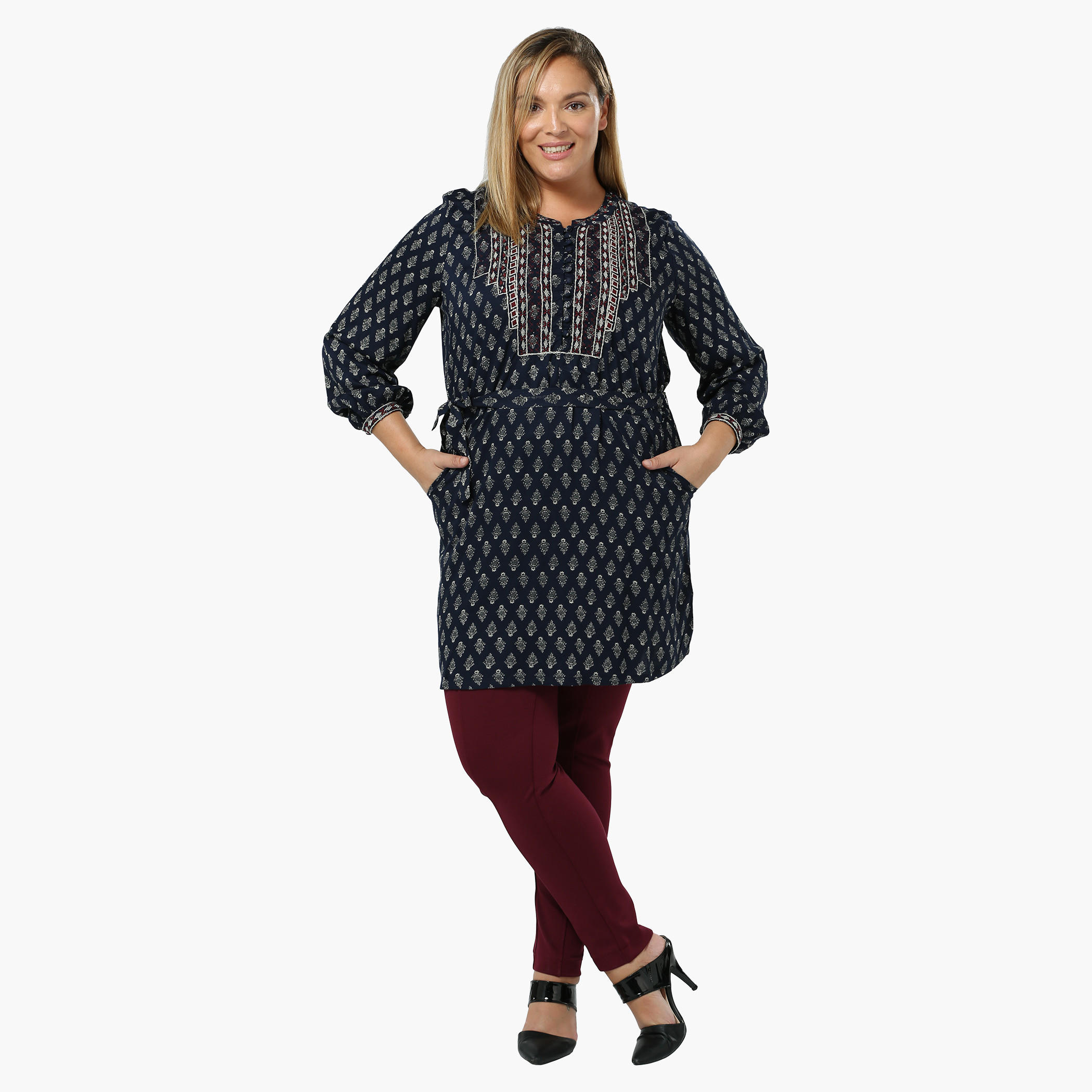 Plus Size Solid Leggings with Front Piping-women-clothing-bottoms-leggings-image-5