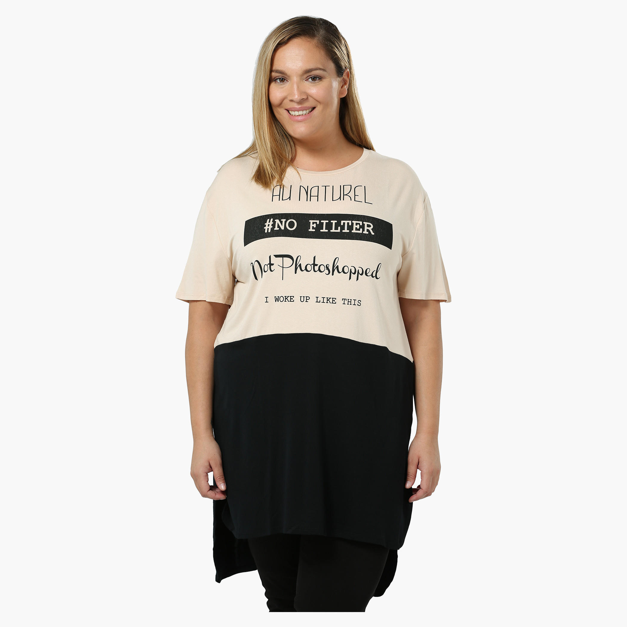 Plus Size Short-sleeved T-shirt with Placement Print-women-clothing-tshirts-image-5