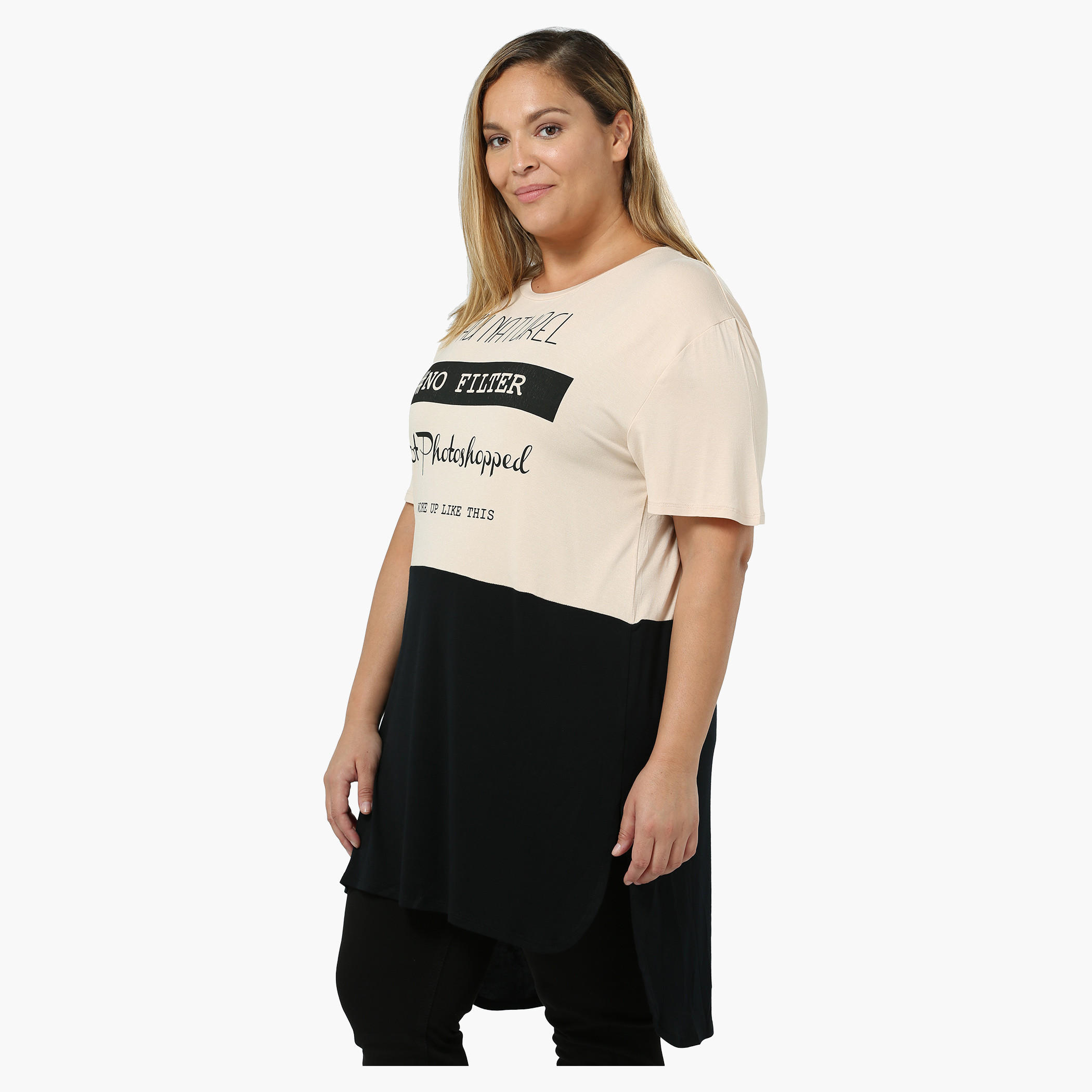 Plus Size Short-sleeved T-shirt with Placement Print-women-clothing-tshirts-image-3