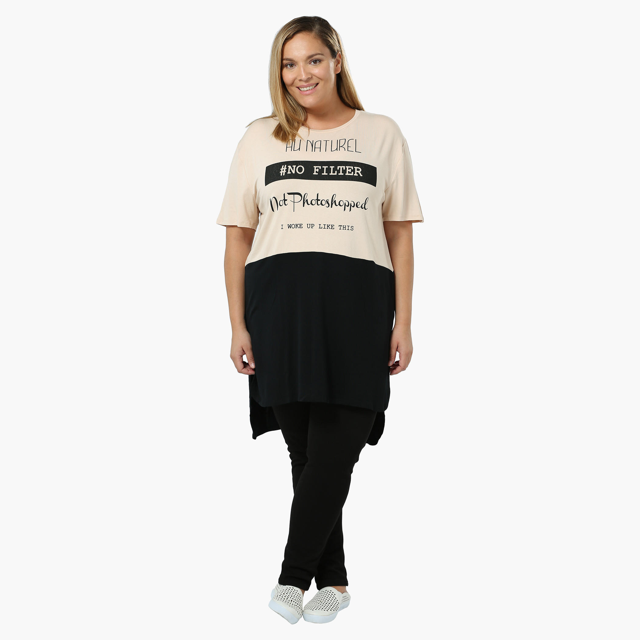 Plus Size Short-sleeved T-shirt with Placement Print-women-clothing-tshirts-image-1