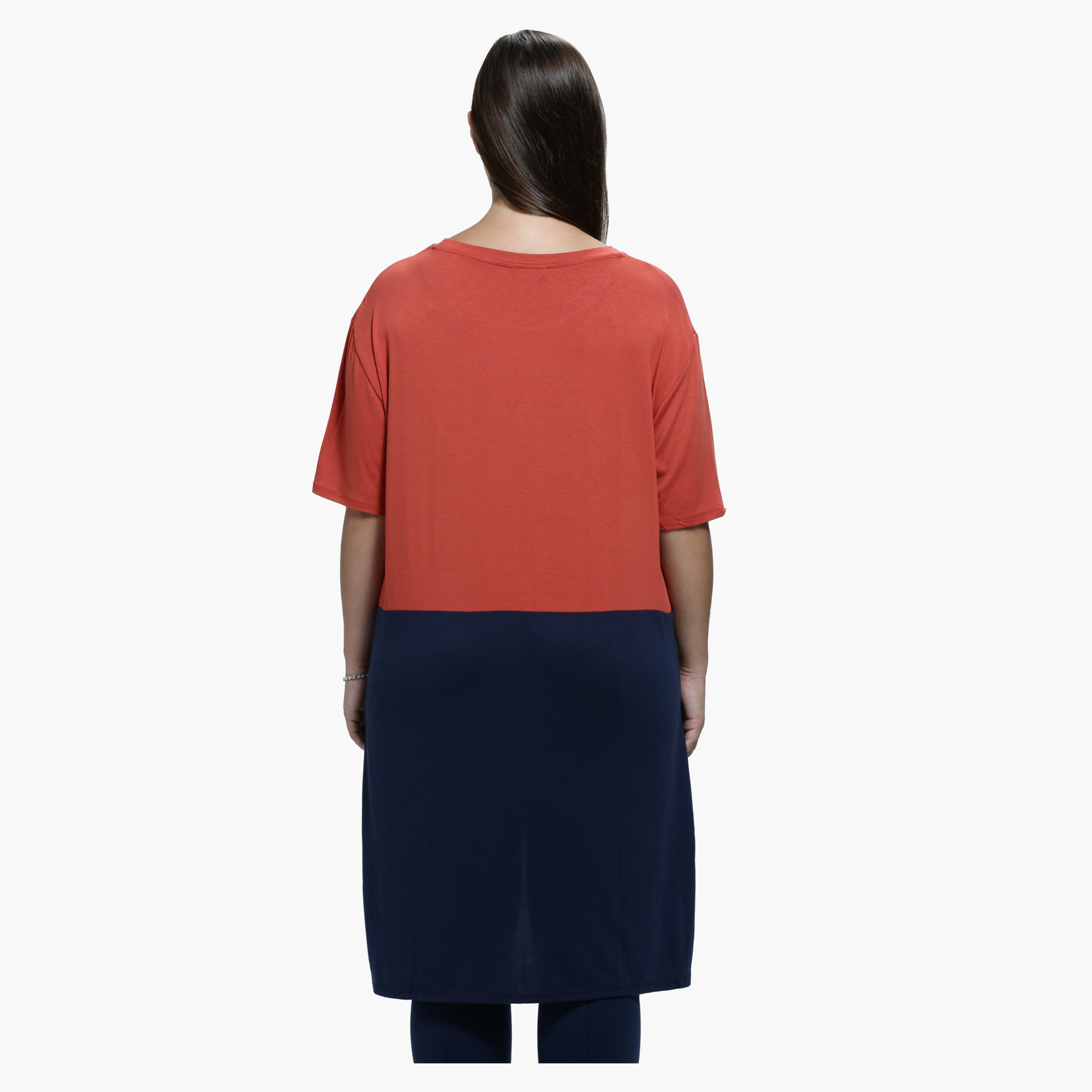 Plus Size Printed Asymmetrical T-Shirt with Round Neck and Short Sleeves-women-clothing-tshirts-image-2