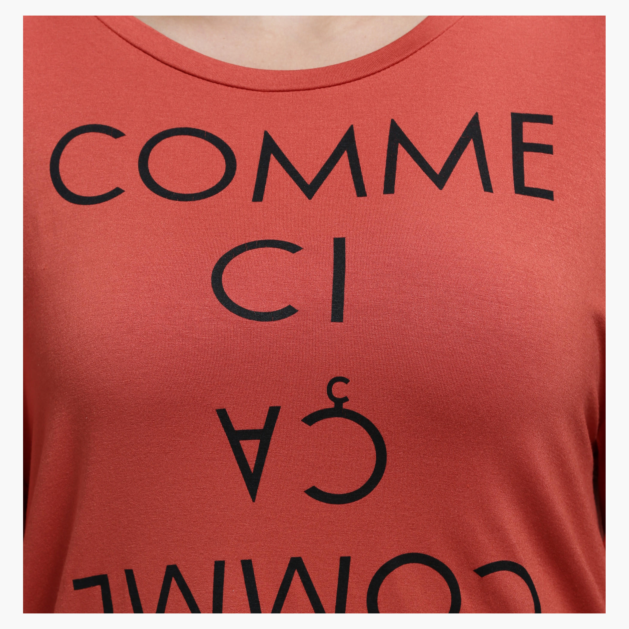 Plus Size Printed Asymmetrical T-Shirt with Round Neck and Short Sleeves-women-clothing-tshirts-image-4