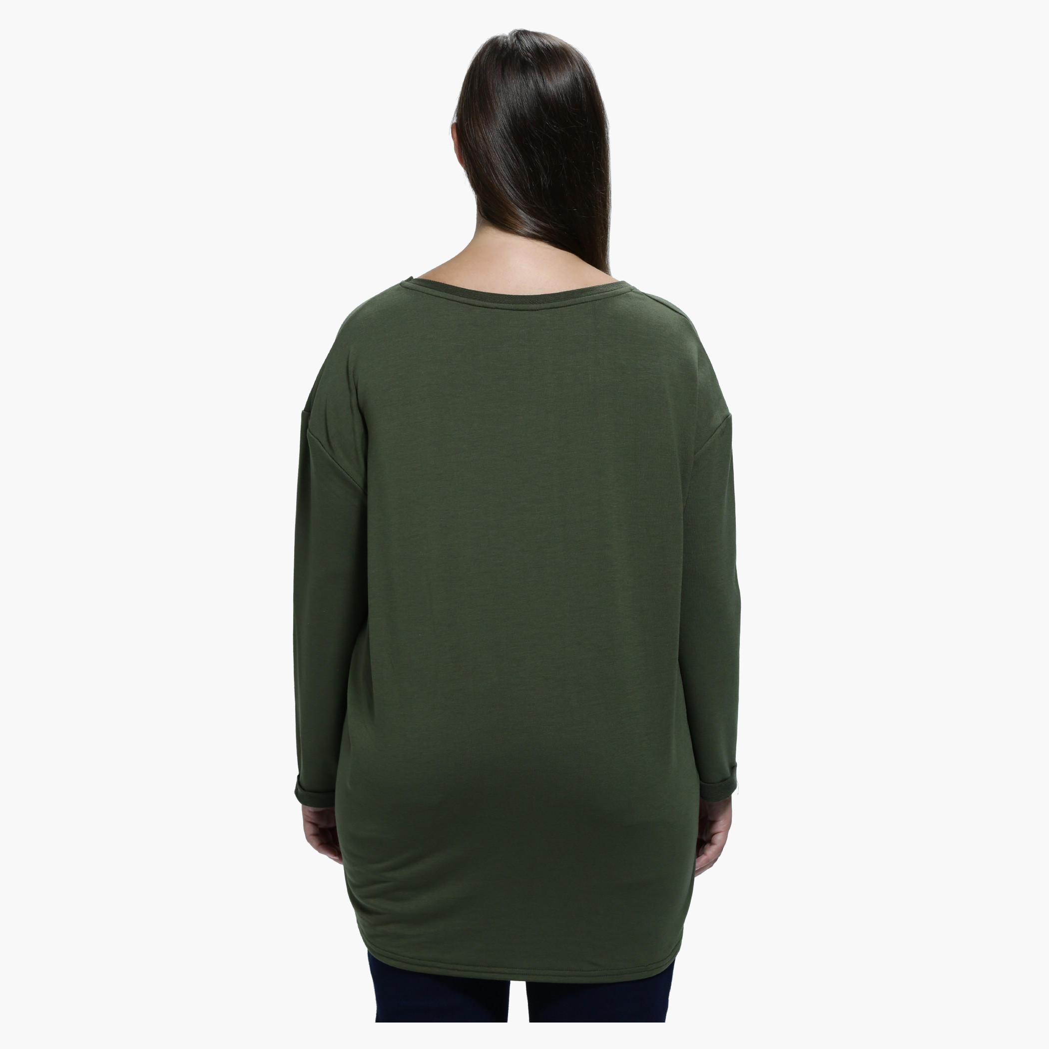 Plus Size Embossed T-Shirt with Round Neck and Long Sleeves-women-clothing-tshirts-image-4