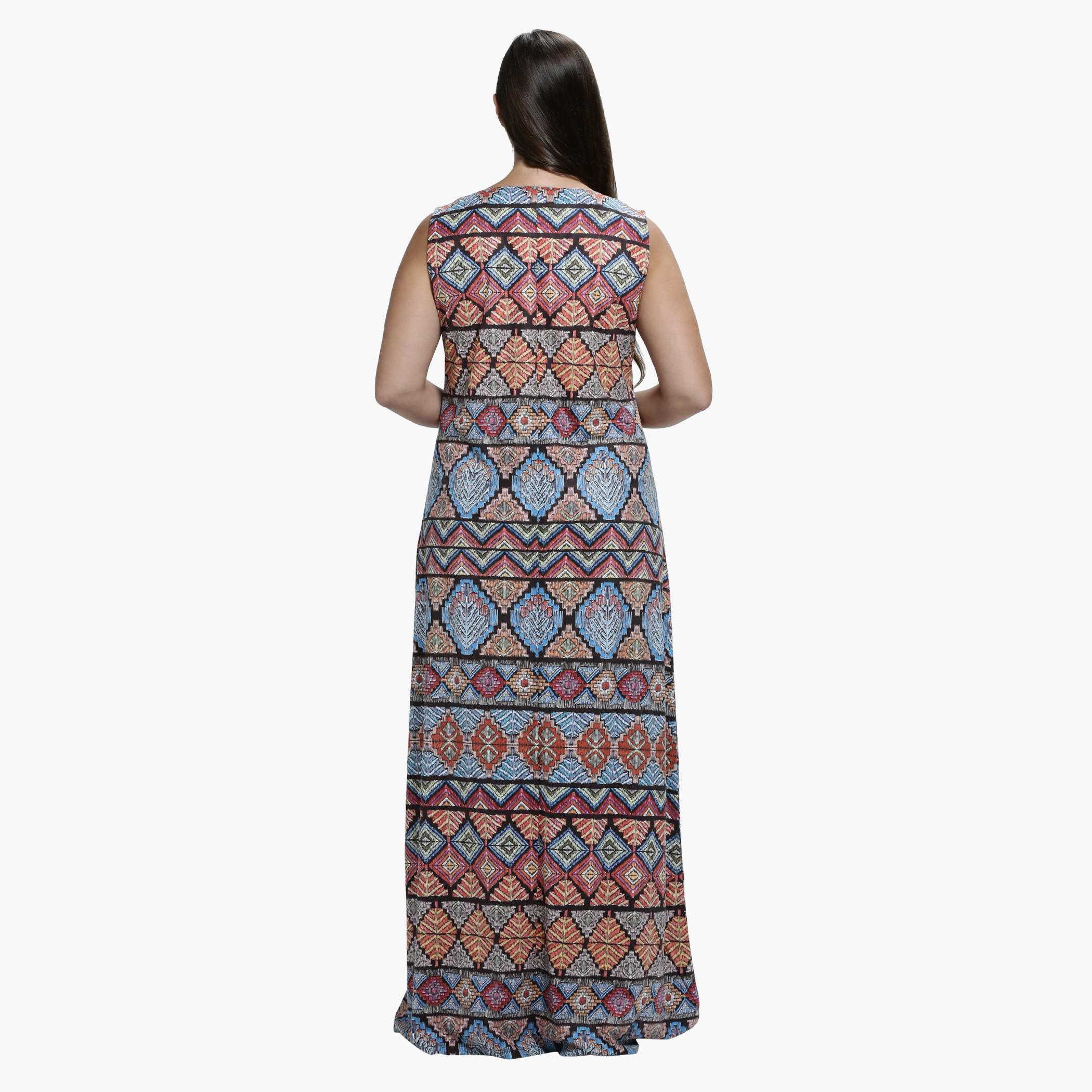 Plus Size Printed Maxi Dress with Round Neck-women-clothing-dresses-image-3
