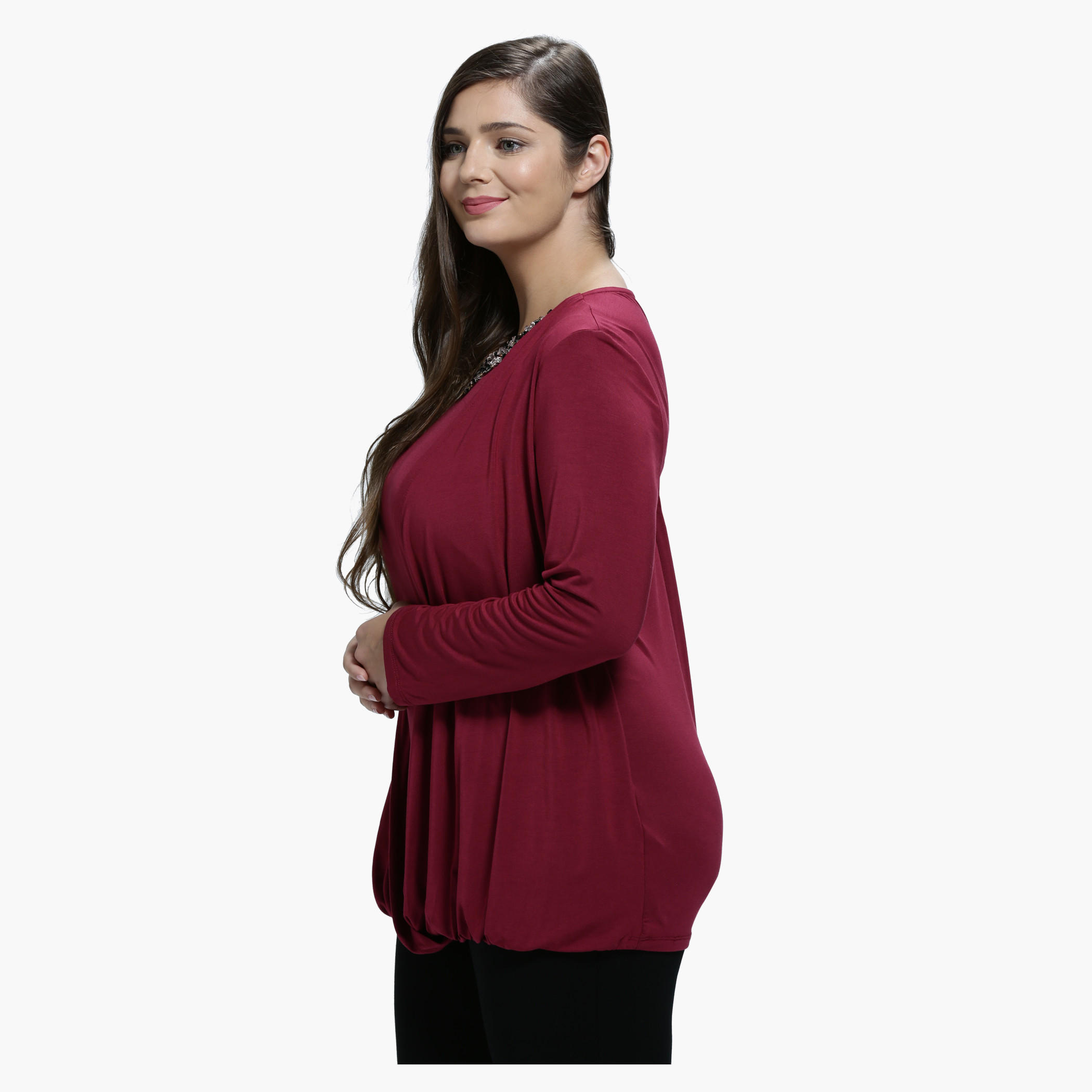 Plus Size Embellished Top with Round Neck and Long Sleeves-women-clothing-shirtsandblouses-blouses-image-3