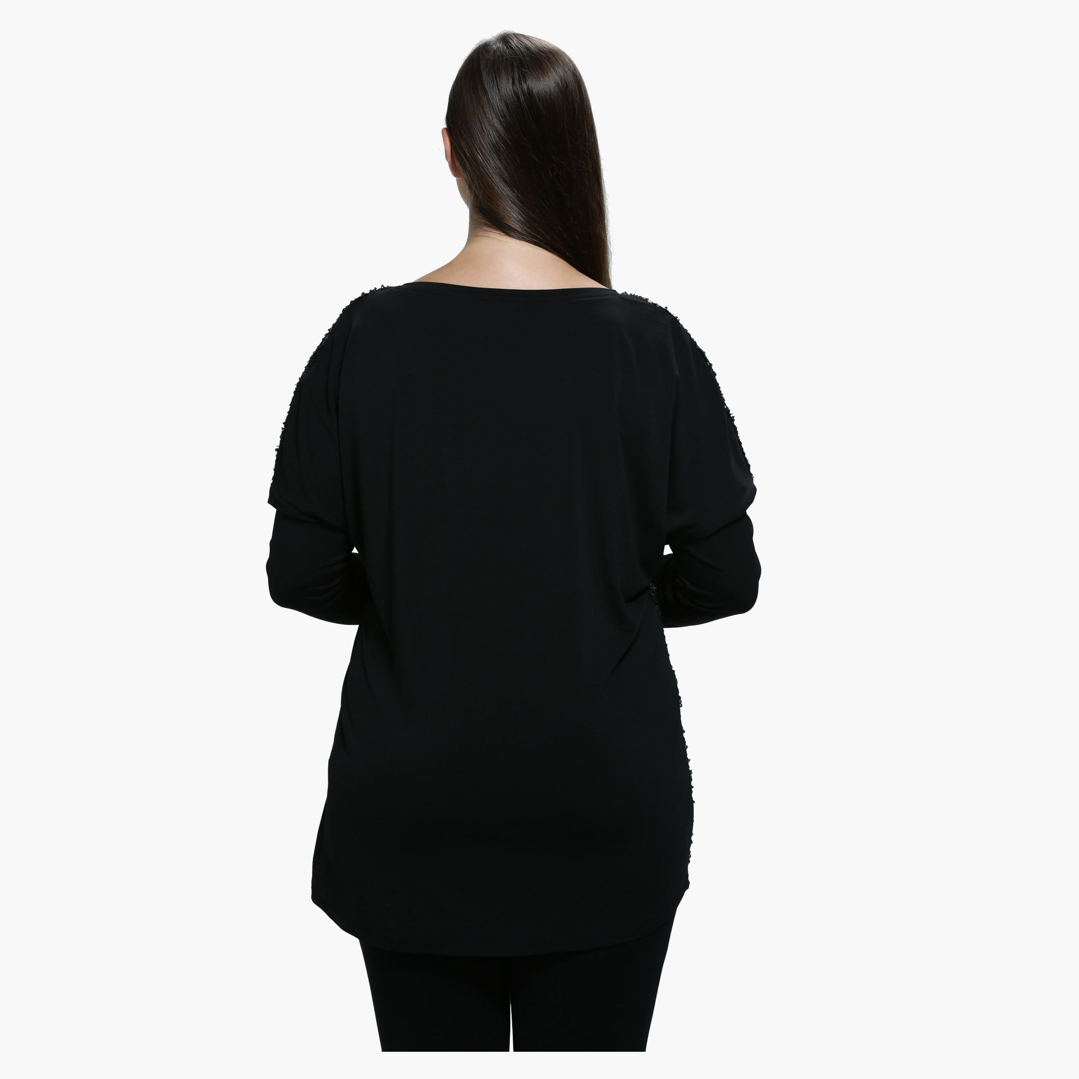 Plus Size Sequin Top with Round Neck and Long Sleeves-women-clothing-tshirts-image-2