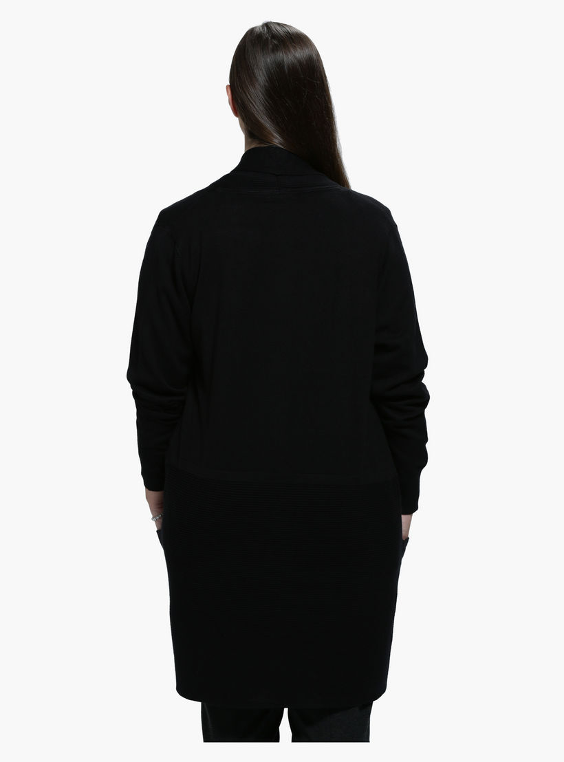 Plus Size Pocket Cardigan in Long Sleeves-women-winterwear-cardigansandjumpers-cardigans-image-4