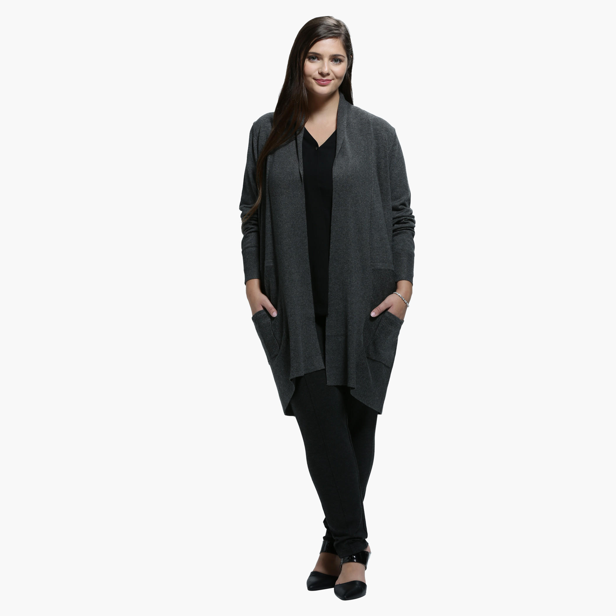 Plus Size Pocket Cardigan in Long Sleeves-women-winterwear-cardigansandjumpers-cardigans-image-10