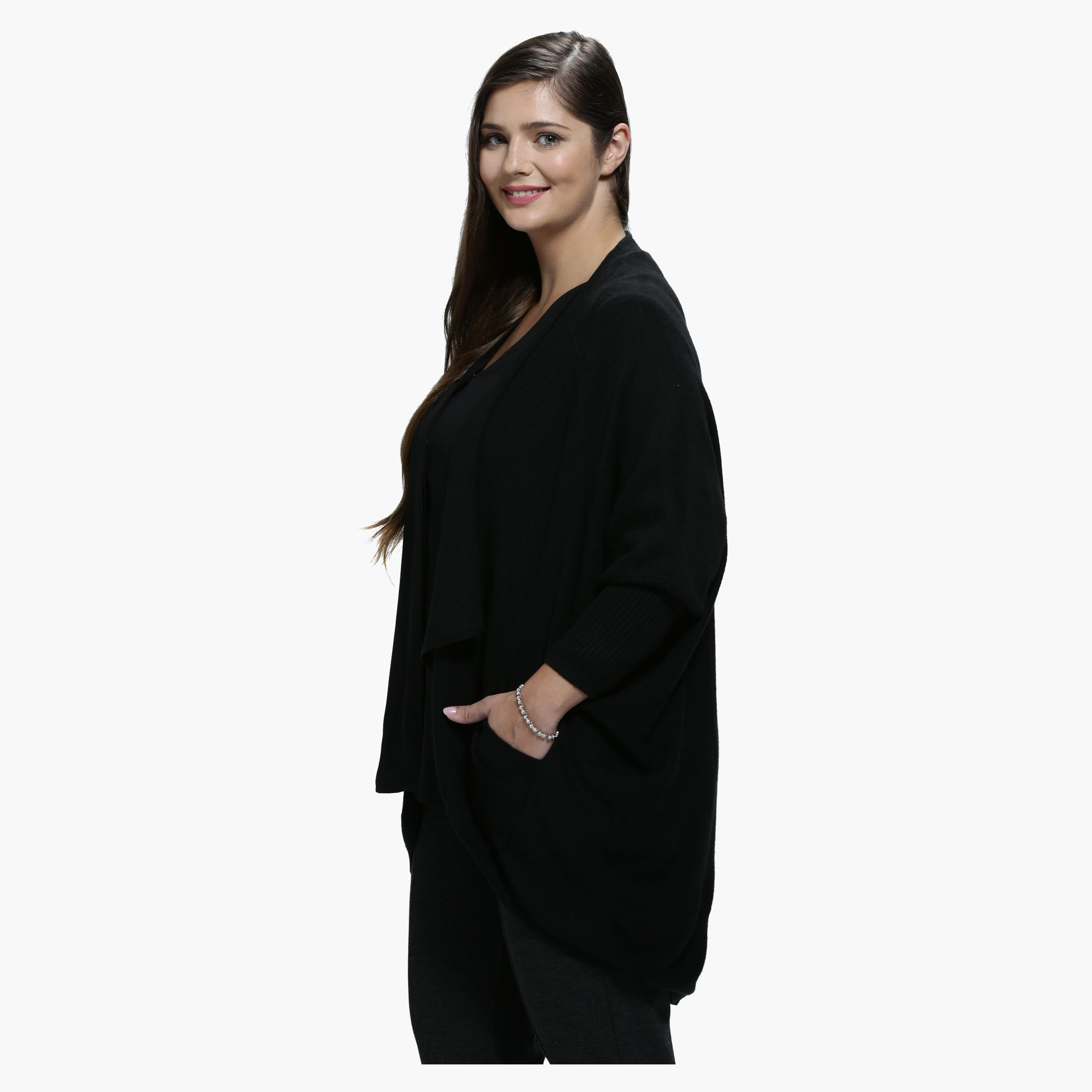 Plus Size Cardigan with Side Pockets and Long Sleeves-women-winterwear-cardigansandjumpers-cardigans-image-3