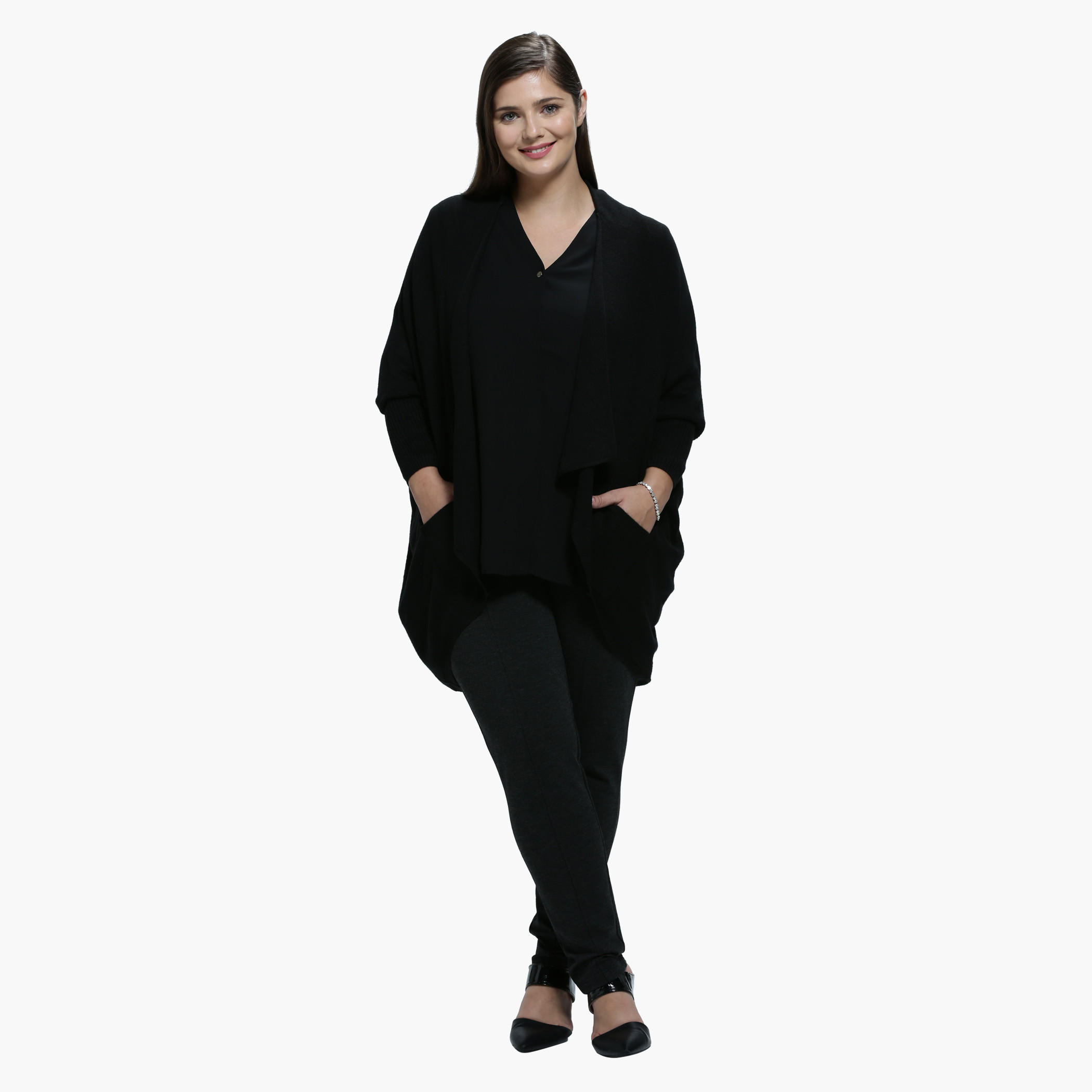 Plus Size Cardigan with Side Pockets and Long Sleeves-women-winterwear-cardigansandjumpers-cardigans-image-5