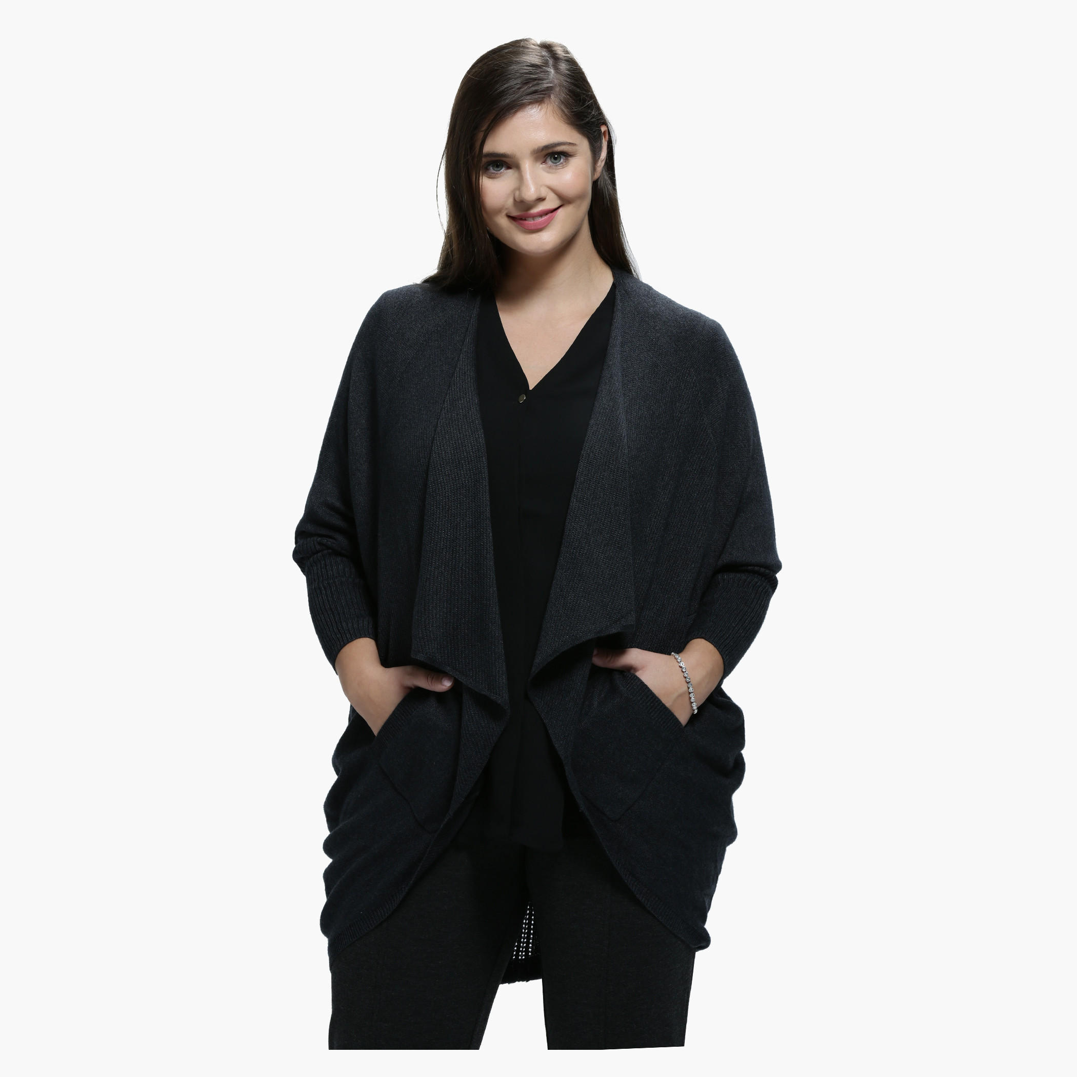 Plus Size Cardigan with Side Pockets and Long Sleeves-women-winterwear-cardigansandjumpers-cardigans-image-6