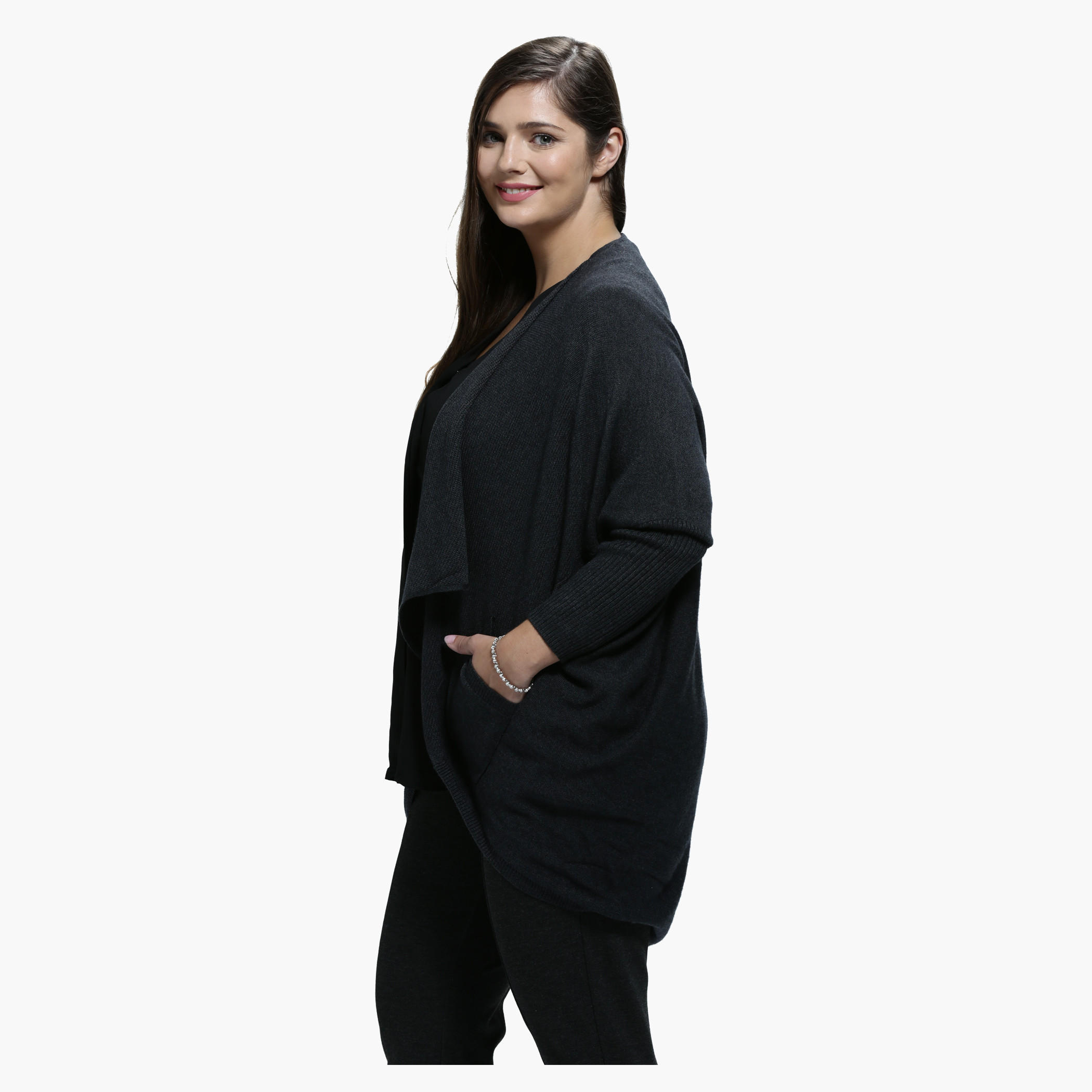 Plus Size Cardigan with Side Pockets and Long Sleeves-women-winterwear-cardigansandjumpers-cardigans-image-8
