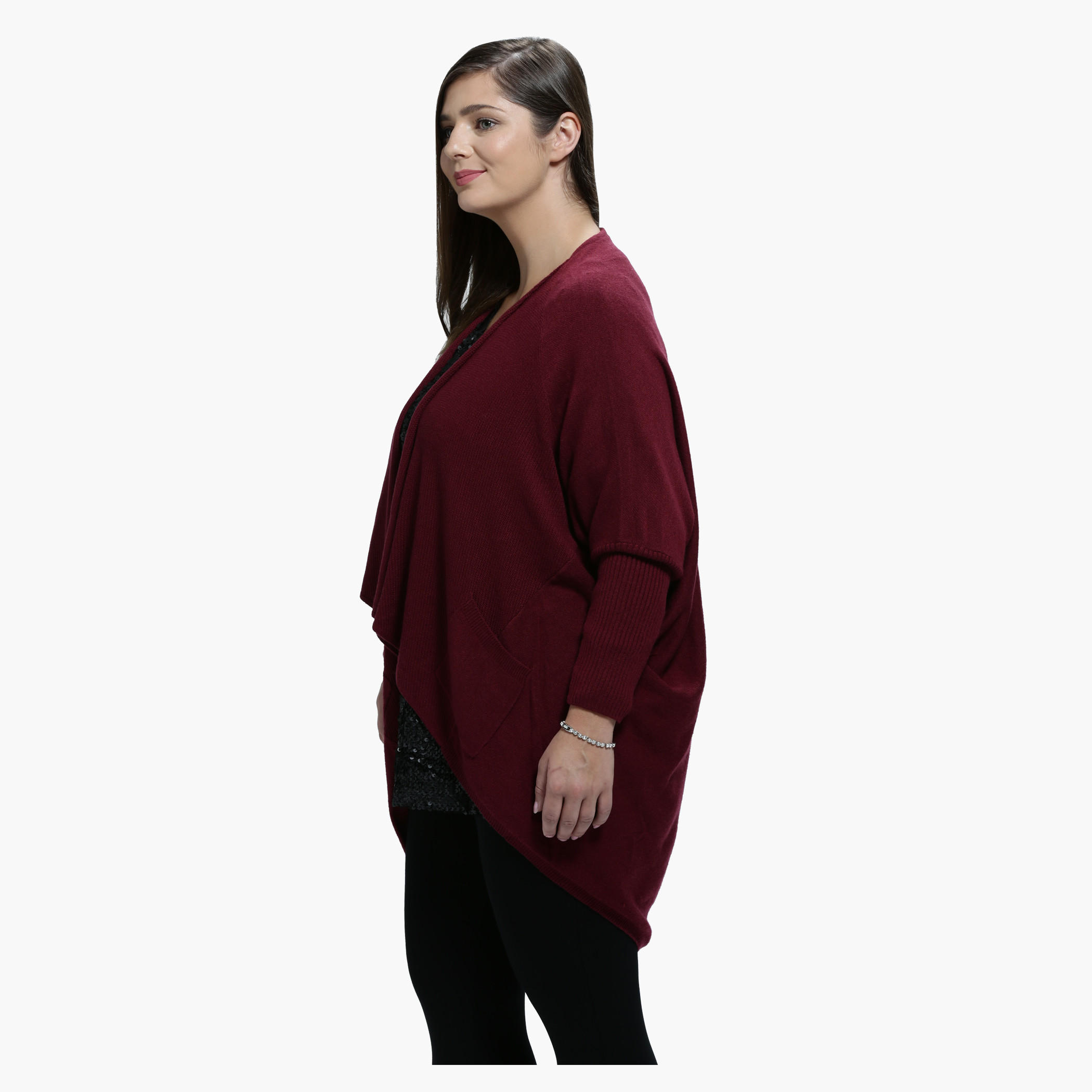 Plus Size Cardigan with Side Pockets and Long Sleeves-women-winterwear-cardigansandjumpers-cardigans-image-13