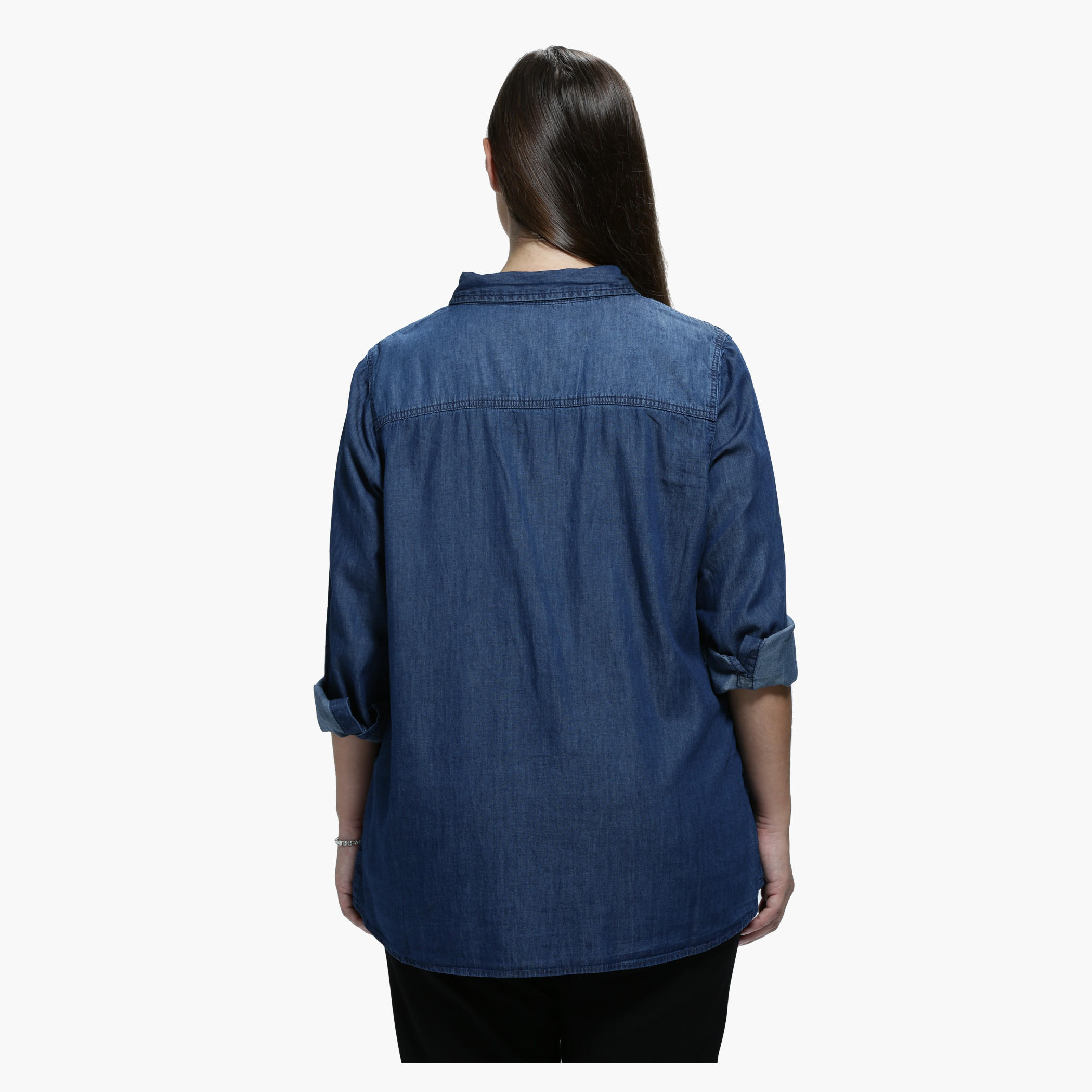 Plus Size Shirt with Spread Collar in Long Sleeves-women-clothing-shirtsandblouses-blouses-image-2