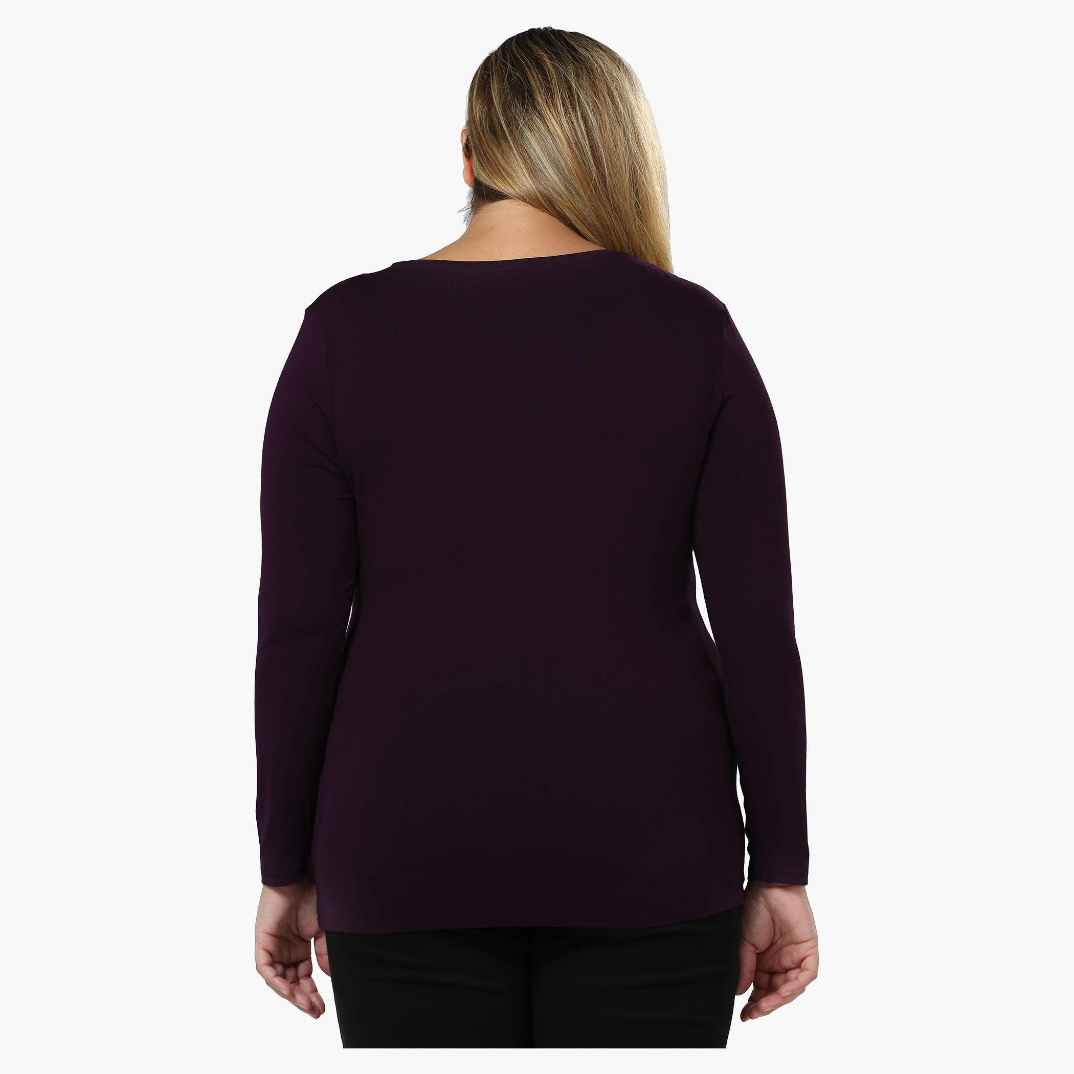 Plus Size Full-sleeved Knit T-shirt-women-clothing-tshirts-image-2