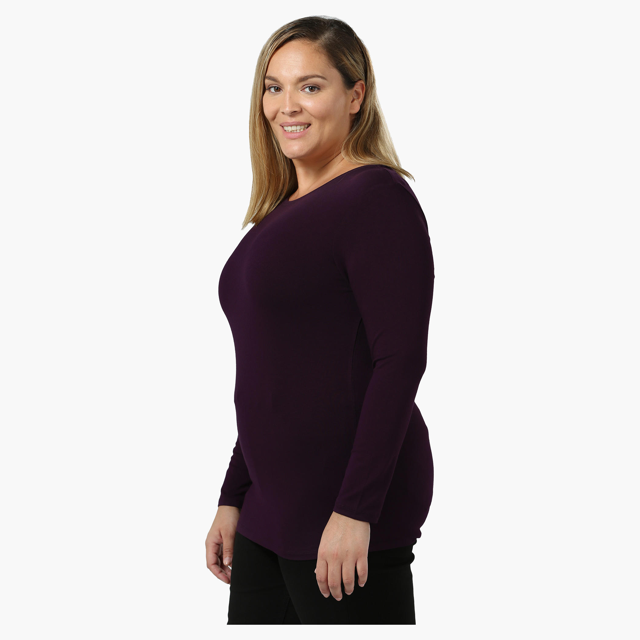 Plus Size Full-sleeved Knit T-shirt-women-clothing-tshirts-image-3