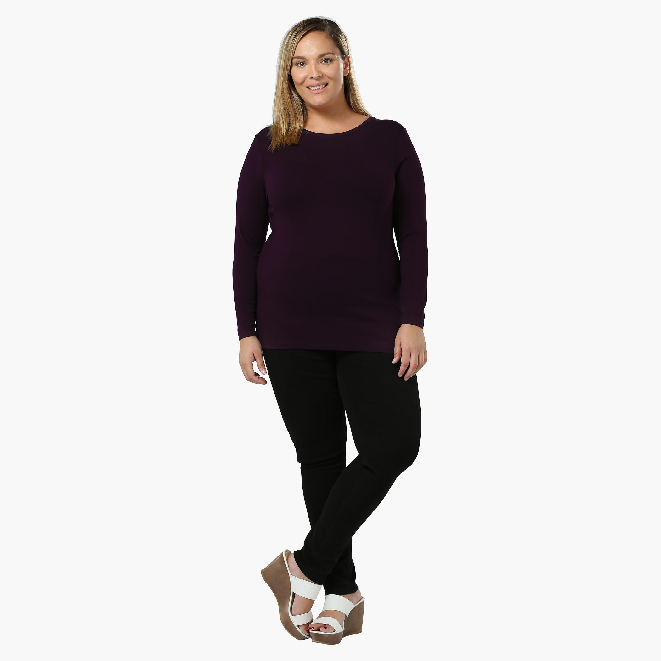 Plus Size Full-sleeved Knit T-shirt-women-clothing-tshirts-image-5