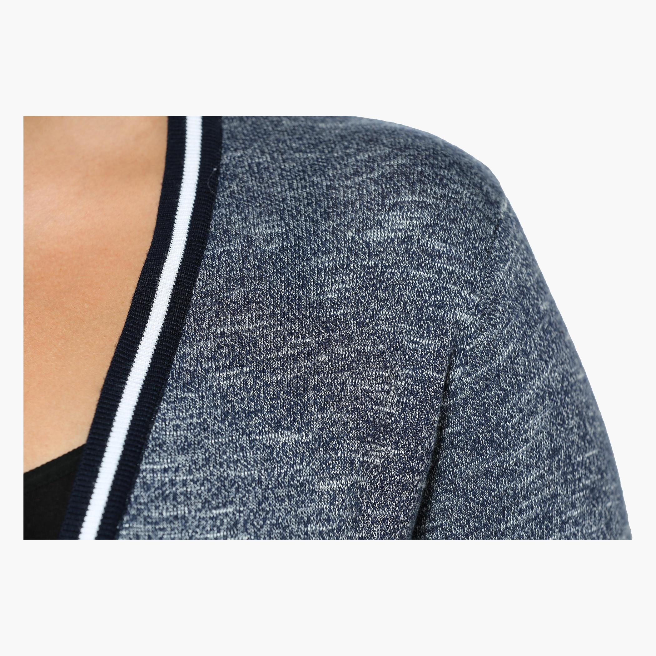 Plus Size Full-sleeved Long Knit Outer with Striped Trim-women-winterwear-cardigansandjumpers-cardigans-image-4