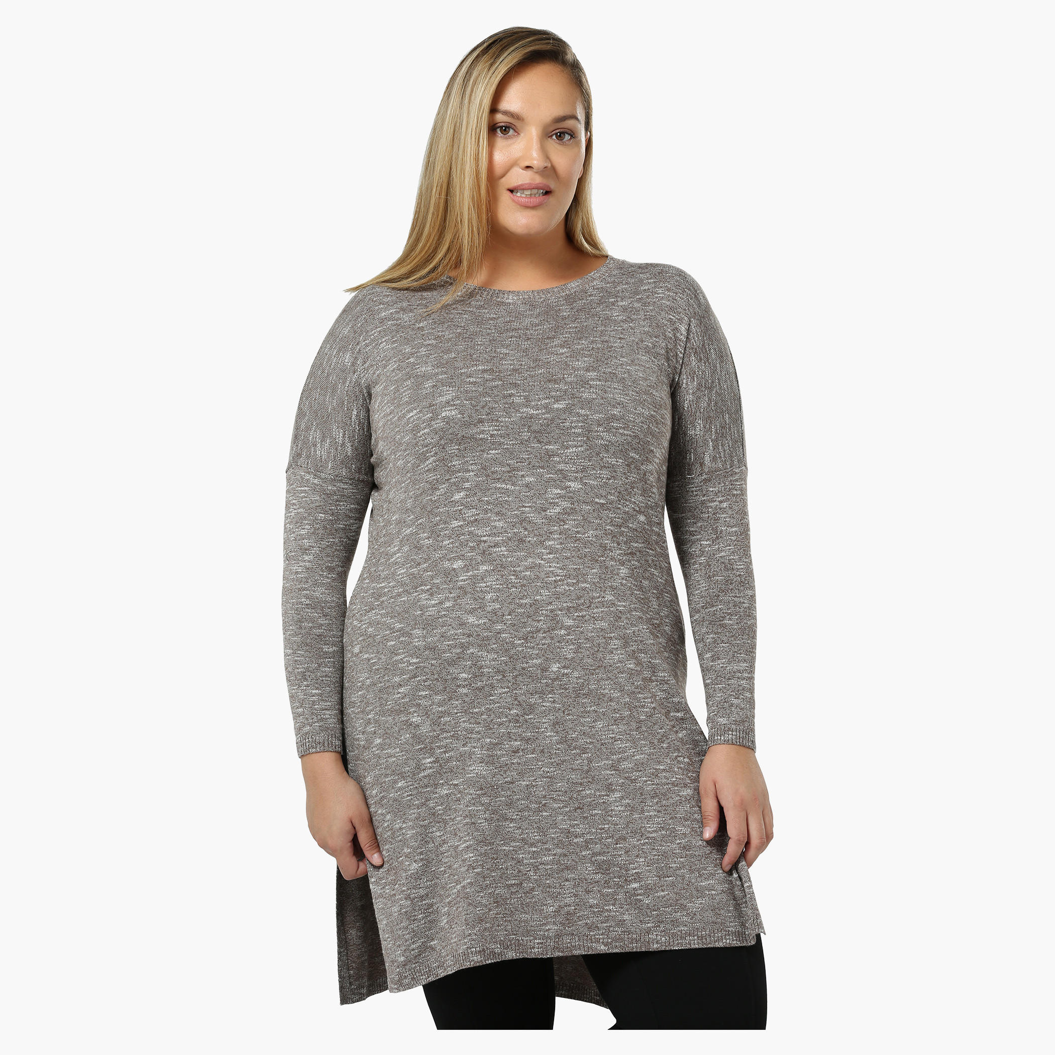 Plus Size Full-sleeved Top with High Slits-women-clothing-shirtsandblouses-blouses-image-1