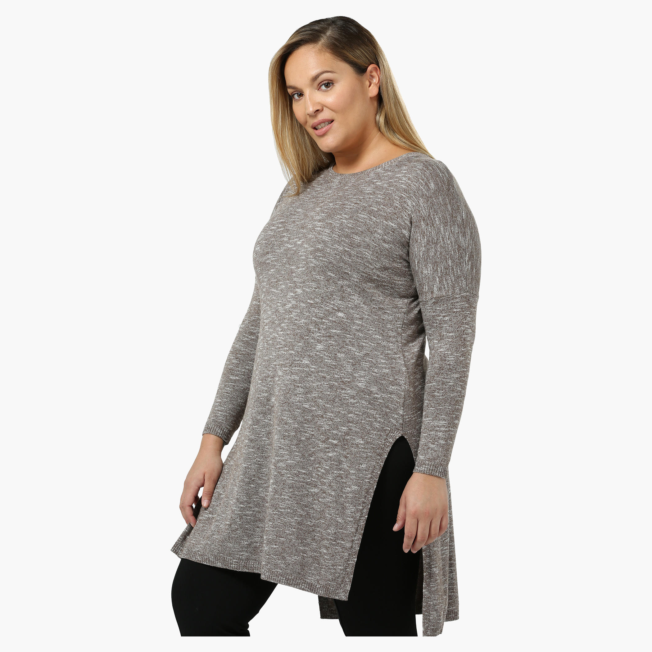 Plus Size Full-sleeved Top with High Slits-women-clothing-shirtsandblouses-blouses-image-3