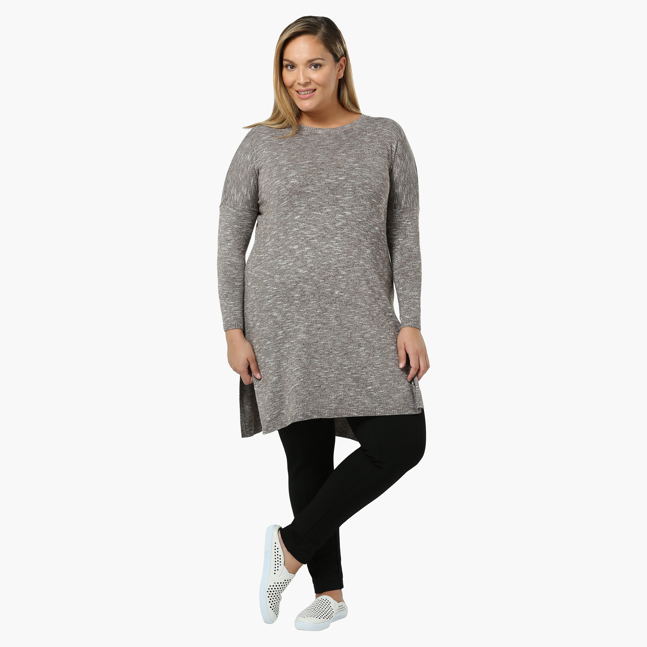 Plus Size Full-sleeved Top with High Slits-women-clothing-shirtsandblouses-blouses-image-1