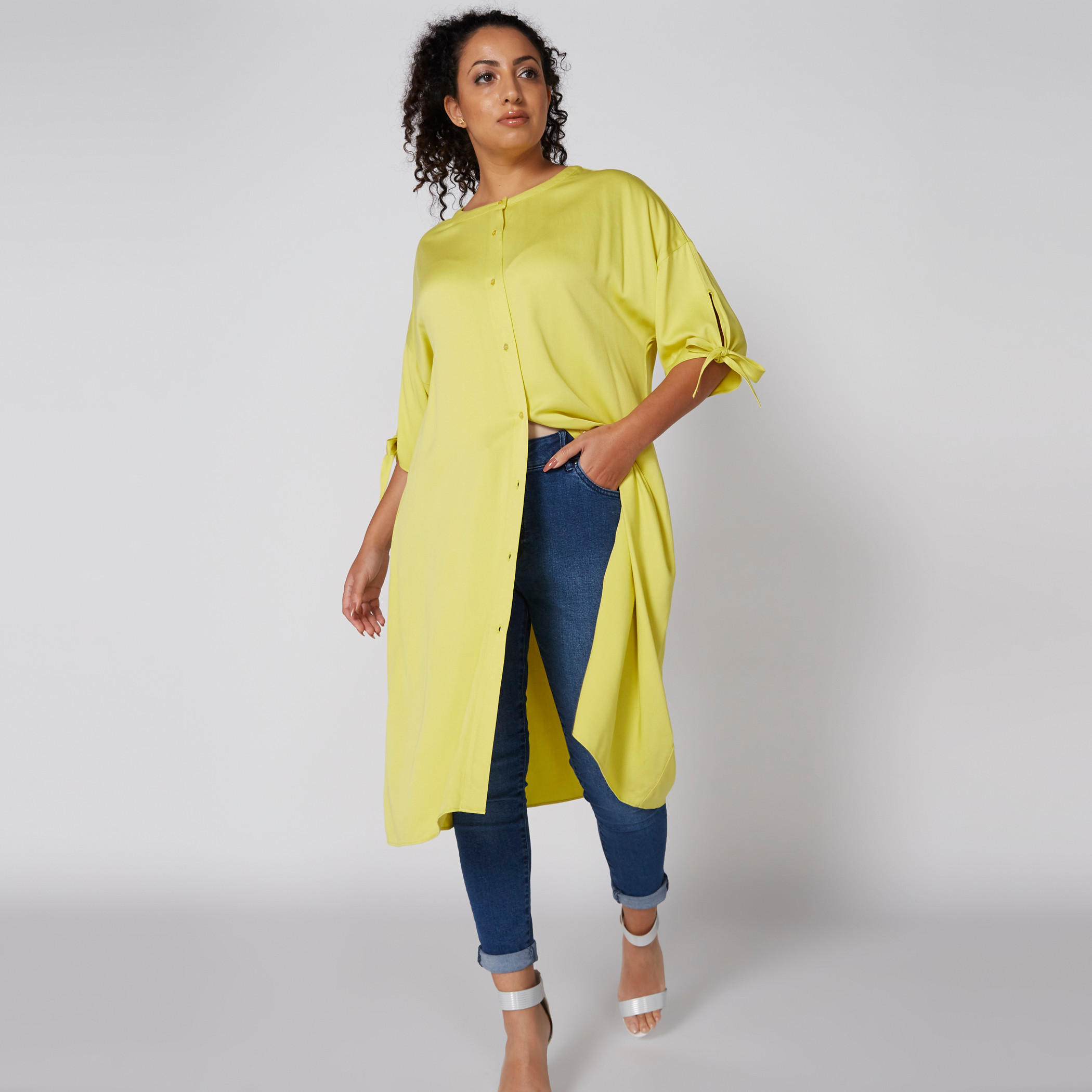 تونيك بياقة مستديرة وأكمام 3/4 وأربطة-women-clothing-shirtsandblouses-blouses-image-1
