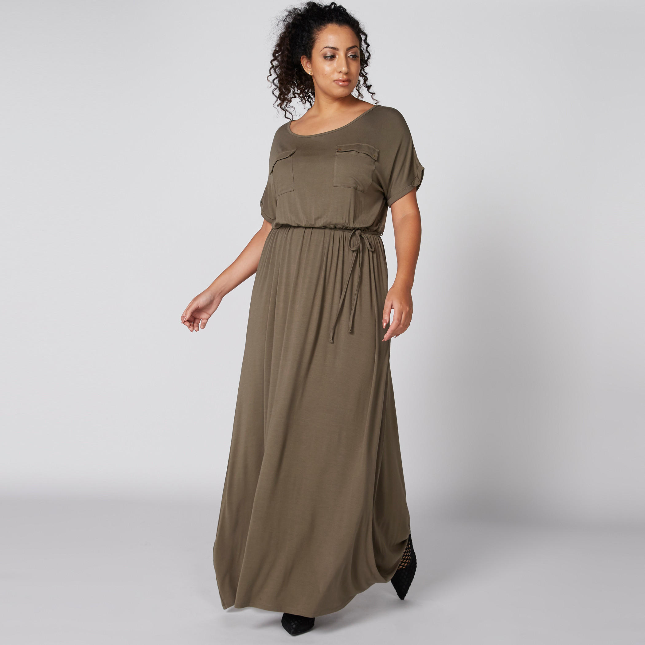 فستان طويل بياقة قارب وأكمام متصلة وأربطة-women-clothing-dresses-image-1