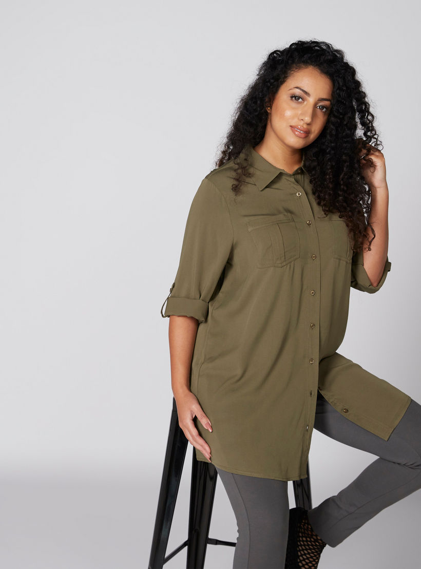 قميص طويل بأكمام طويلة وأزرار وجيوب-women-clothing-shirtsandblouses-blouses-image-3