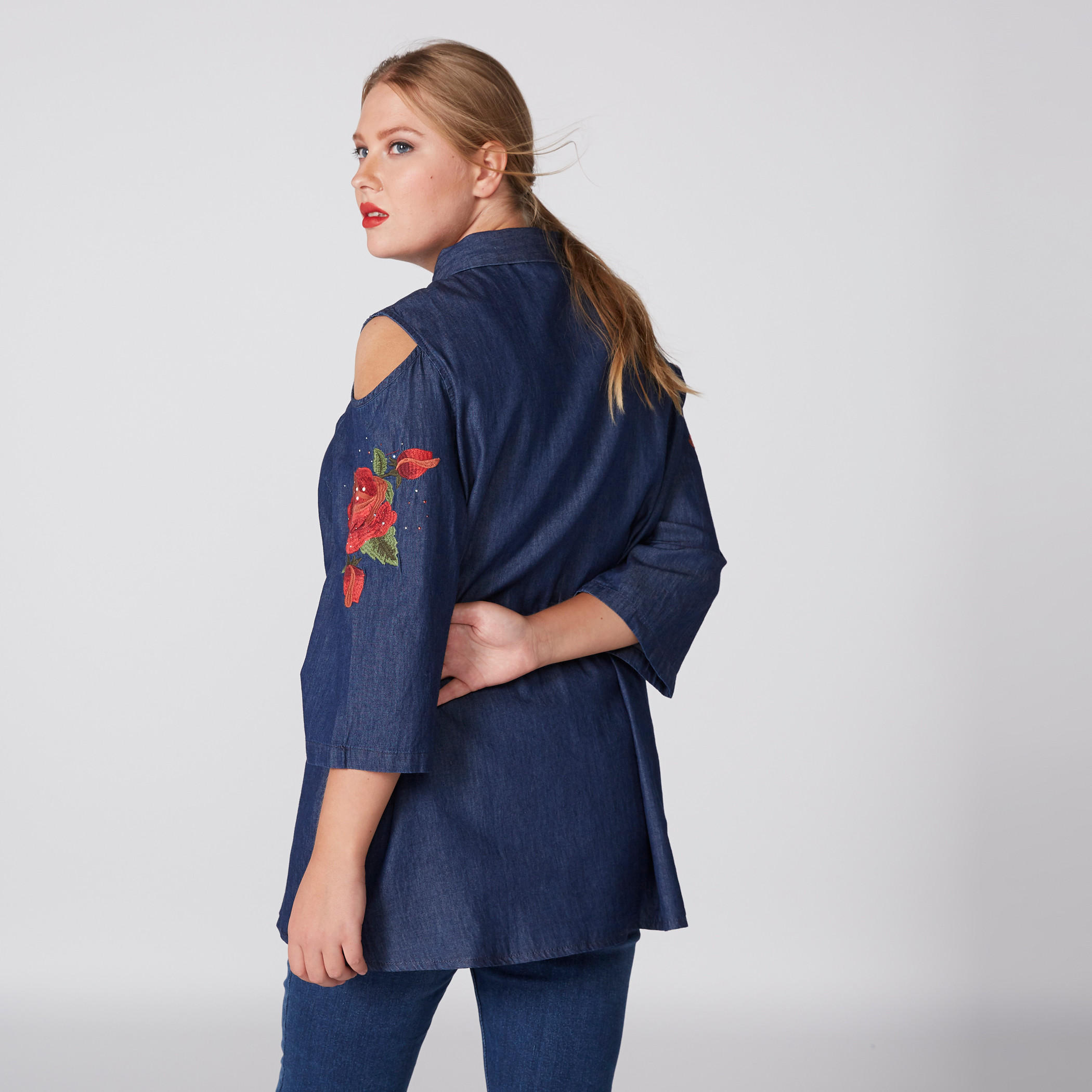 Embroidered Shirt Tunic with Cut-Out Sleeves-women-clothing-shirtsandblouses-blouses-image-2