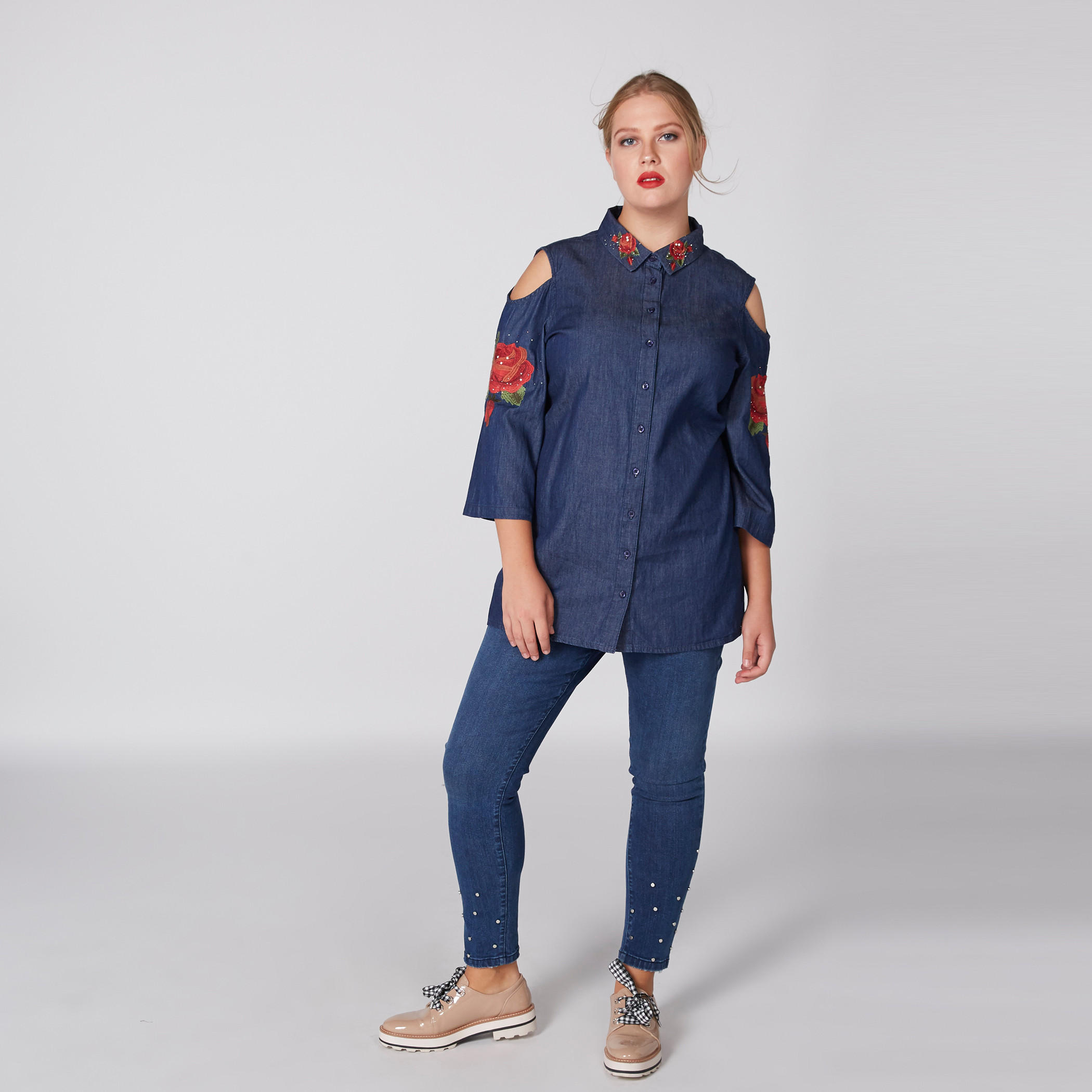 Embroidered Shirt Tunic with Cut-Out Sleeves-women-clothing-shirtsandblouses-blouses-image-3