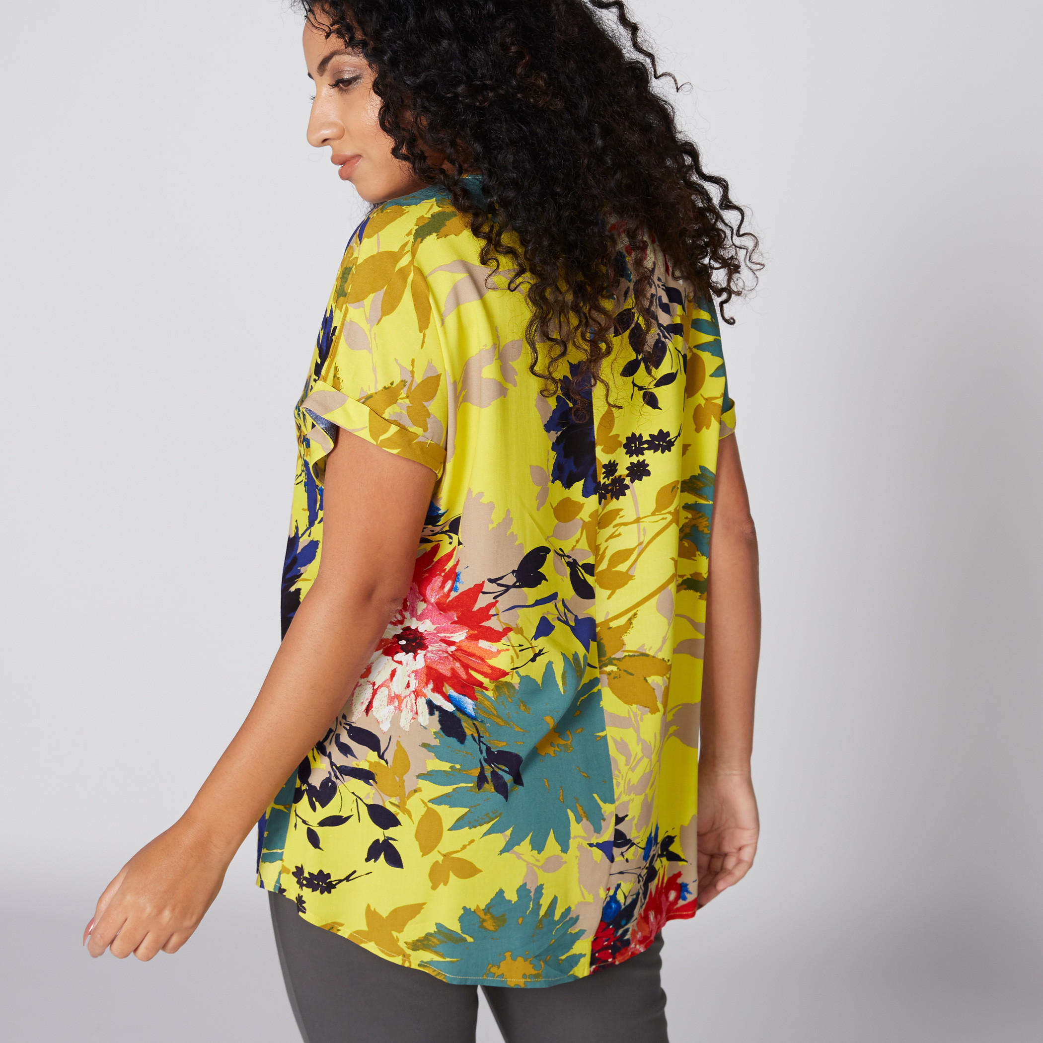 Floral Printed Top with Extended Sleeves and Zip Detail-women-clothing-shirtsandblouses-blouses-image-2