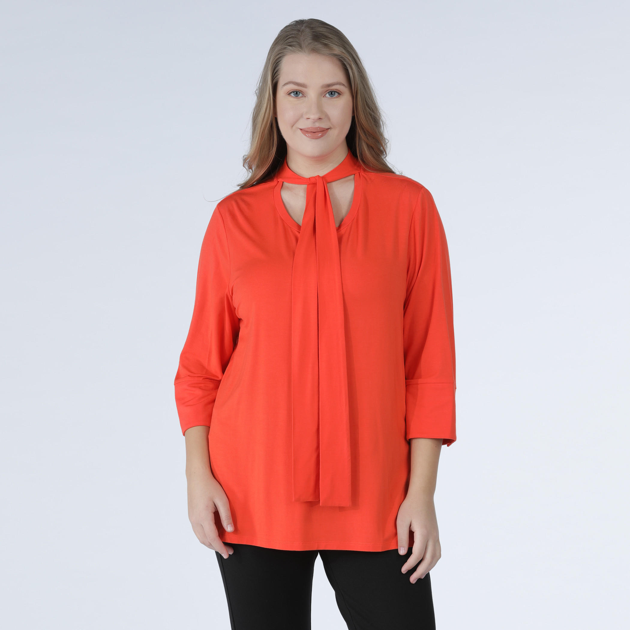 بلوزة بأكمام 3/4 وياقة مزيّنة بفيونكة-women-clothing-shirtsandblouses-blouses-image-5