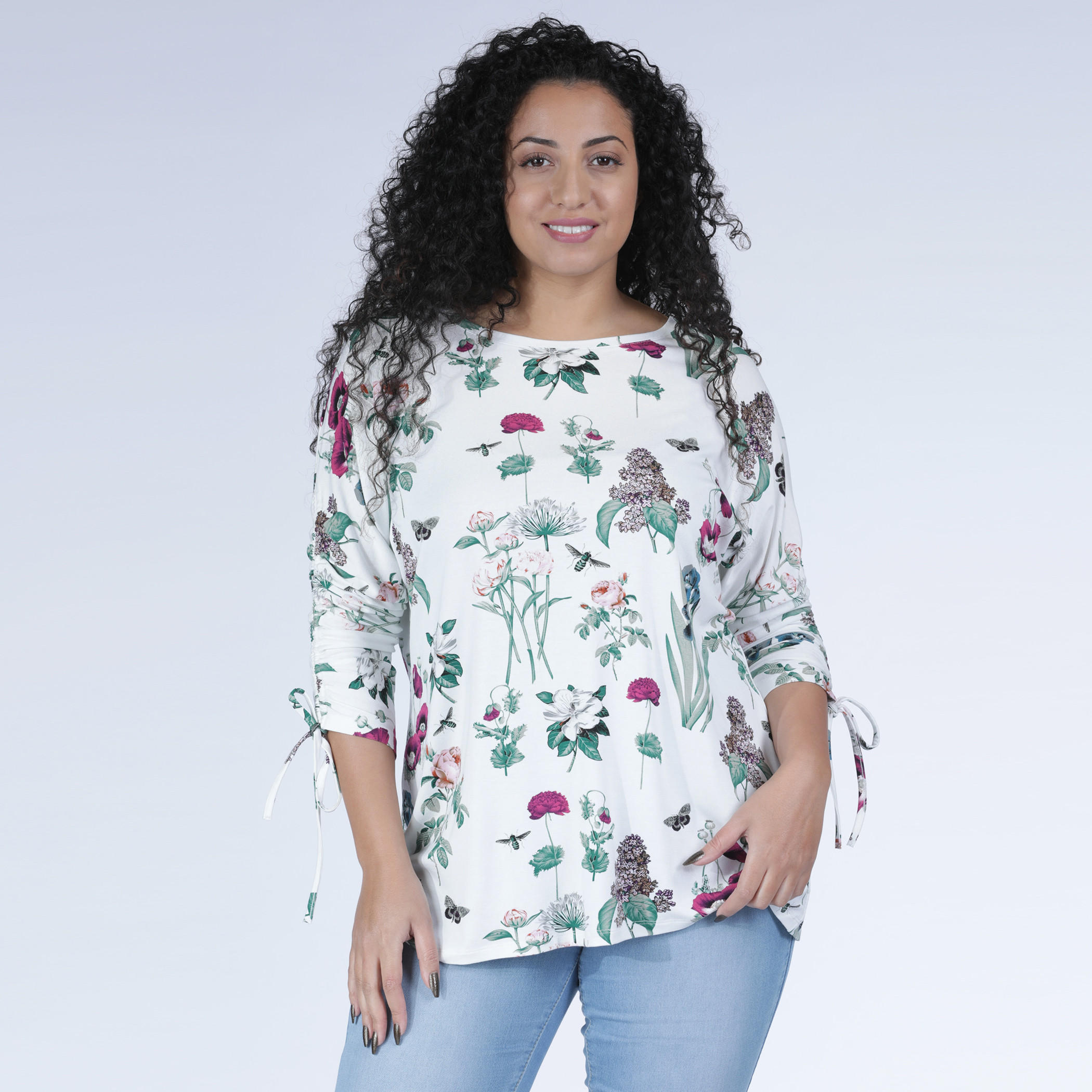 Printed Top with Boat Neck and 3/4 Sleeves-women-clothing-shirtsandblouses-blouses-image-1