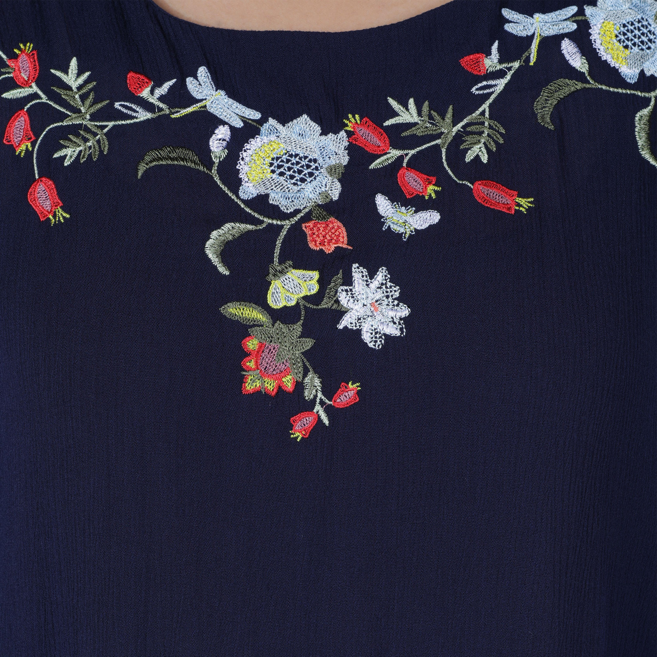Embroidered Tunic with Round Neck and 3/4 Sleeves-women-clothing-shirtsandblouses-blouses-image-4