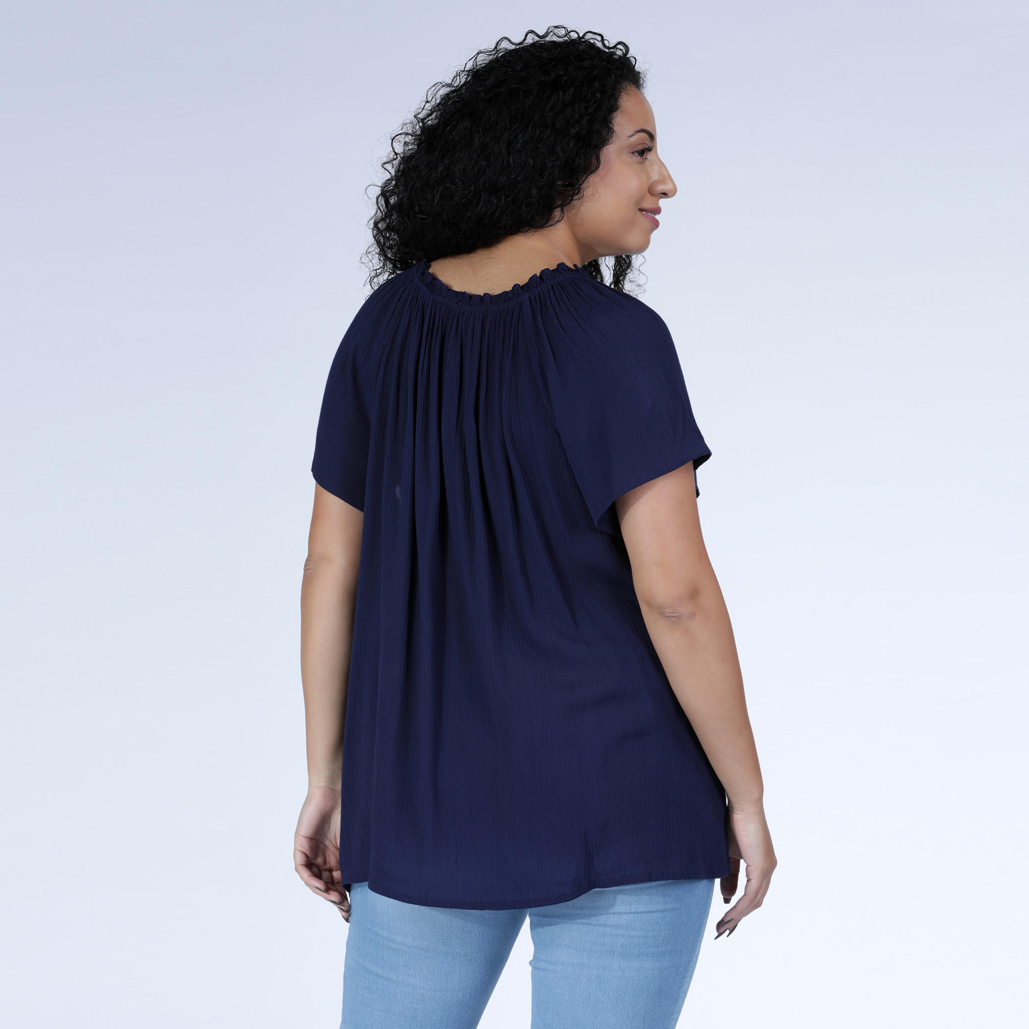 بلوزة مطرّزة بأكمام قصيرة ورباط-women-clothing-shirtsandblouses-blouses-image-2