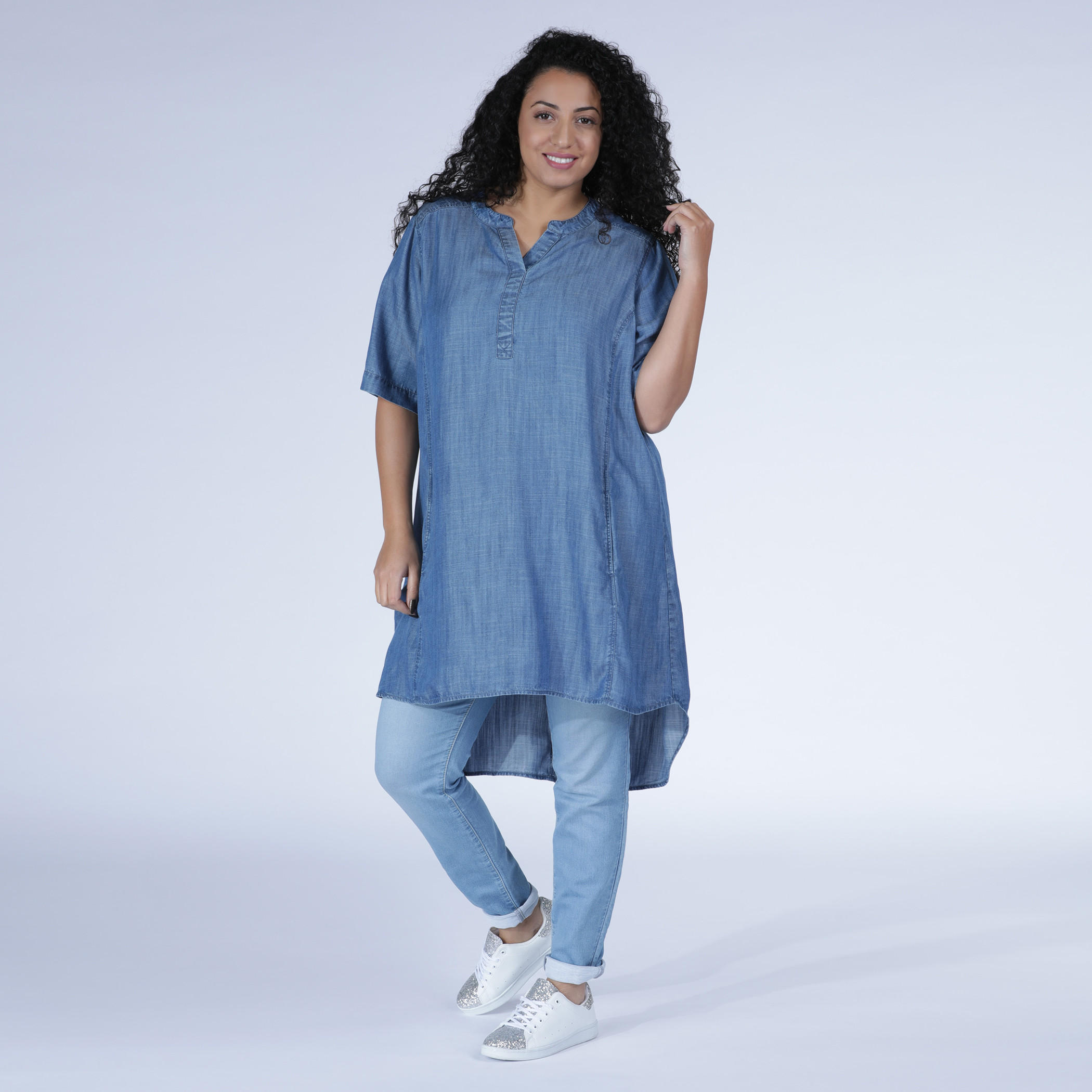 Tunic with Short Sleeves and High Low Hem-women-clothing-shirtsandblouses-blouses-image-1