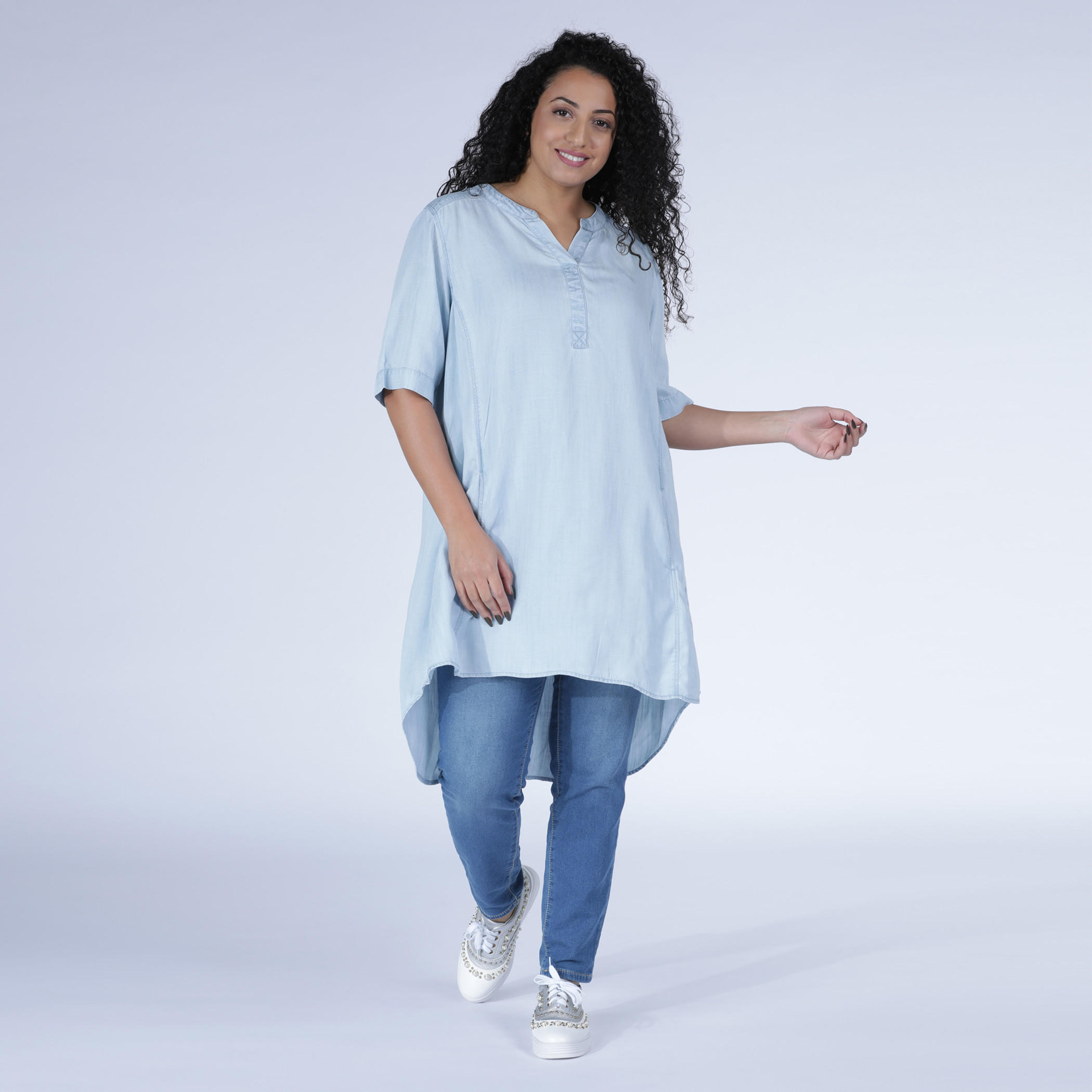 Tunic with Short Sleeves and High Low Hem-women-clothing-shirtsandblouses-blouses-image-5