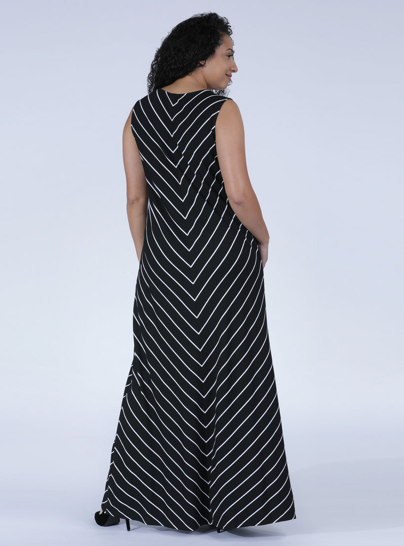 فستان طويل مقلّم بياقة فولت دون أكمام-women-clothing-dresses-image-2