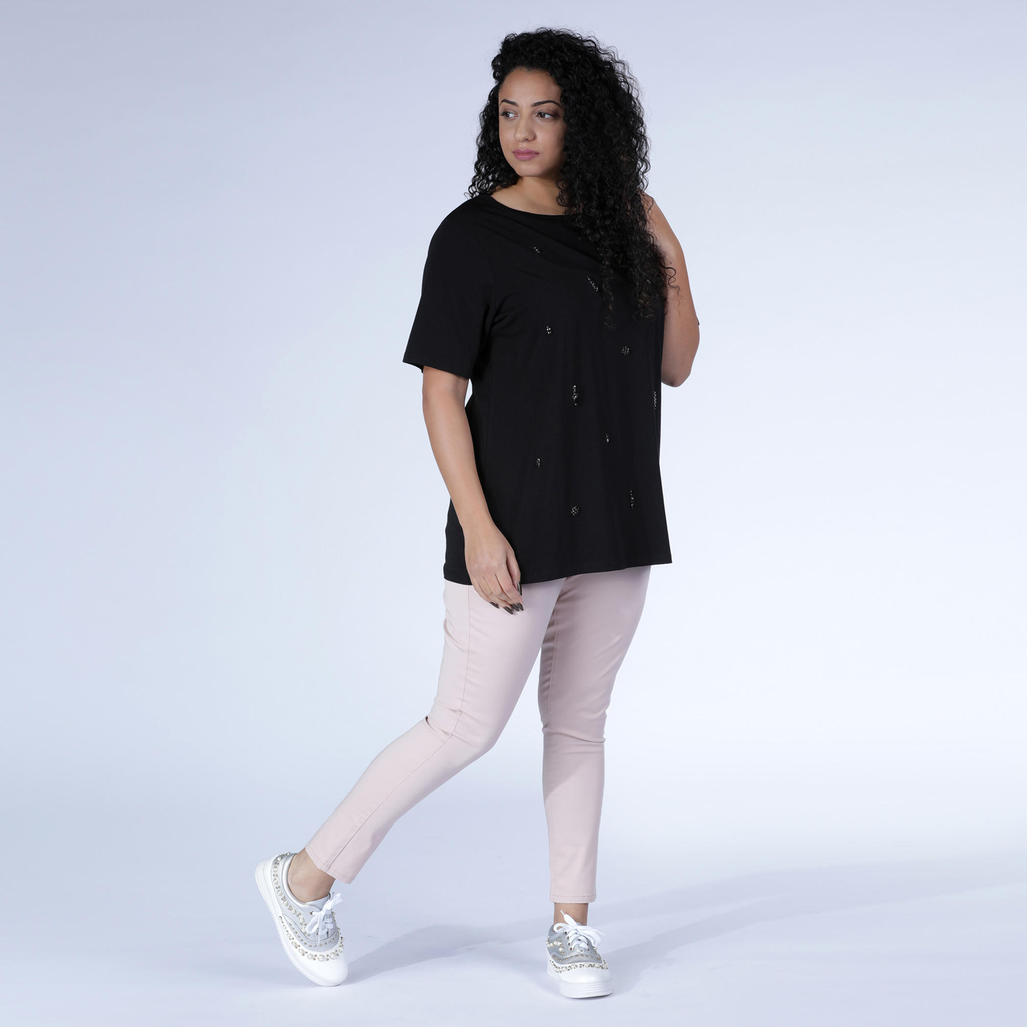 Embellished T-Shirt with Round Neck and Short Sleeves-women-clothing-shirtsandblouses-blouses-image-5