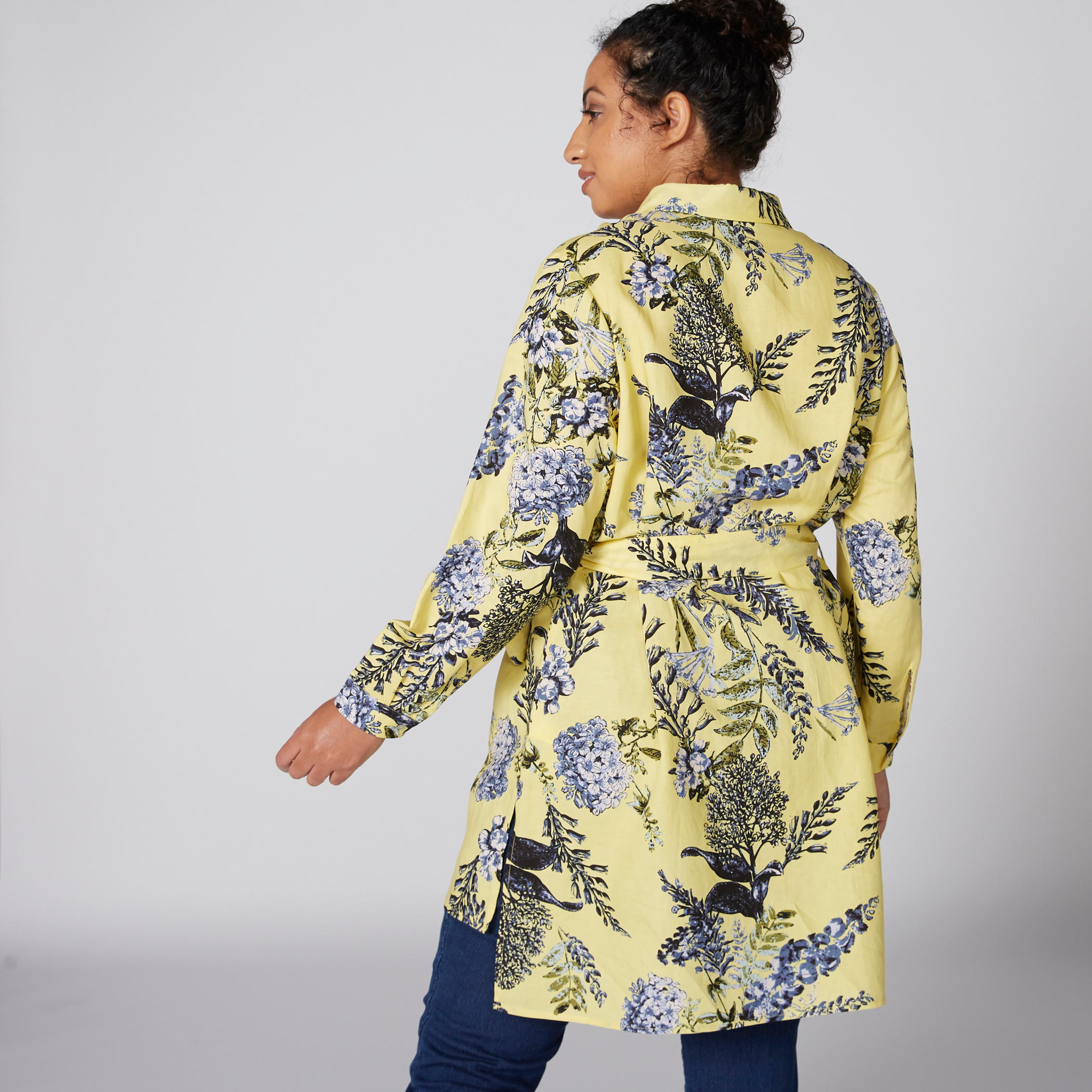 Floral Printed Long Sleeves Tunic with Complete Placket and Tie Ups-women-clothing-shirtsandblouses-blouses-image-2