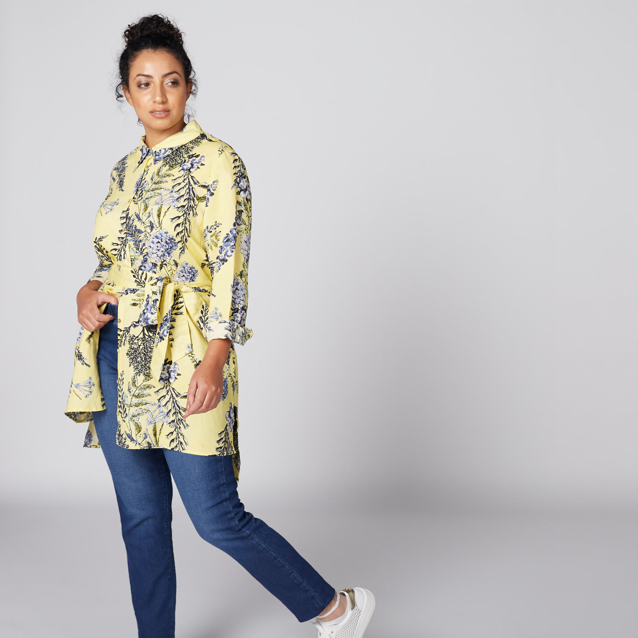 Floral Printed Long Sleeves Tunic with Complete Placket and Tie Ups-women-clothing-shirtsandblouses-blouses-image-5