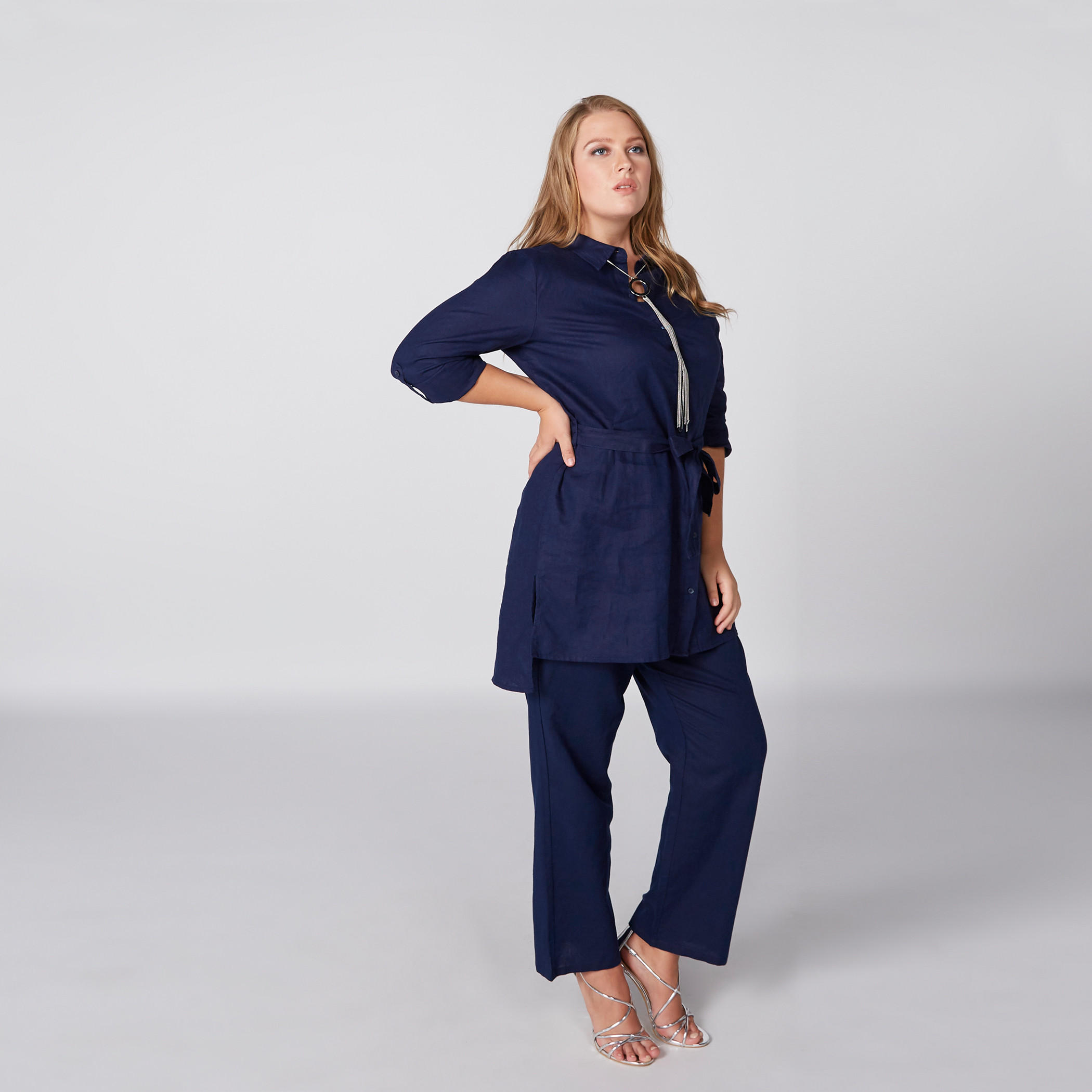 تونيك بأكمام طويلة وحواف غير مستوية وحزام رباط-women-clothing-shirtsandblouses-blouses-image-3