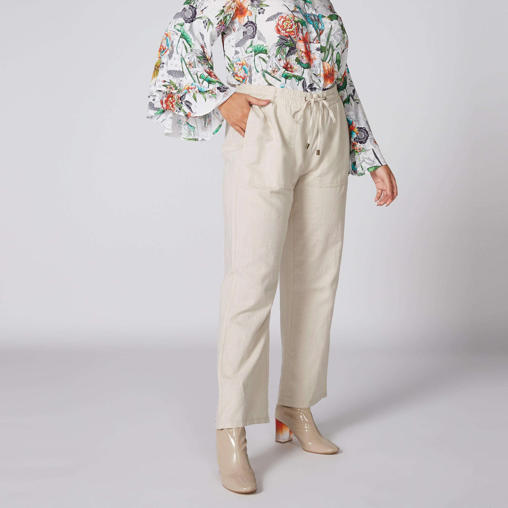 بنطال طويل بخصر مطاطي وجيوب-women-clothing-bottoms-trousers-image-1
