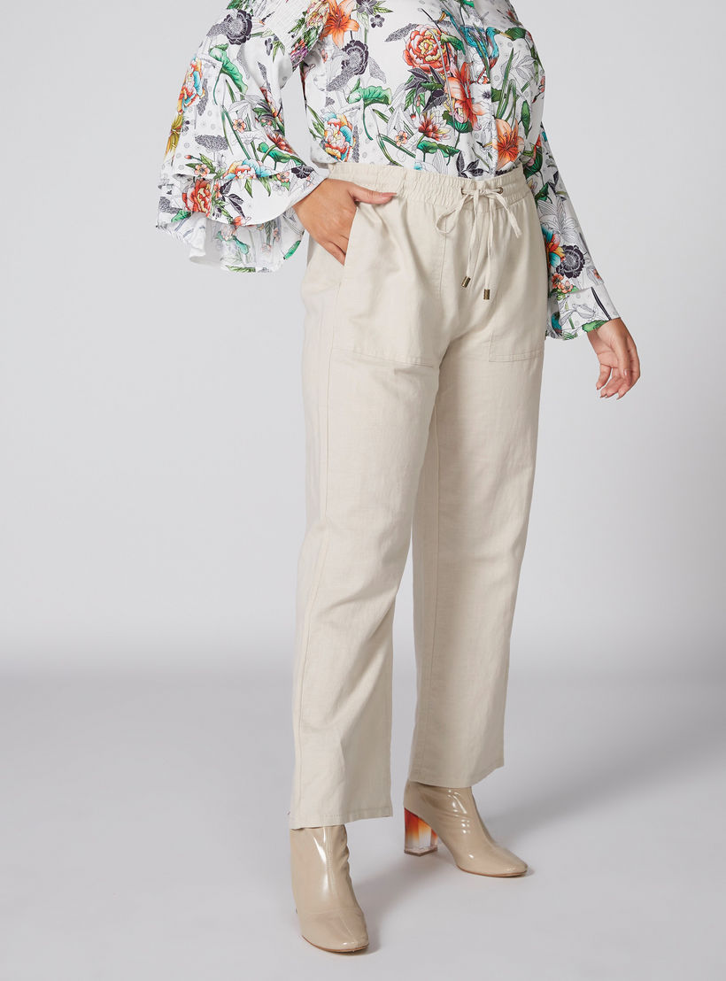 بنطال طويل بخصر مطاطي وجيوب-women-clothing-bottoms-trousers-image-1