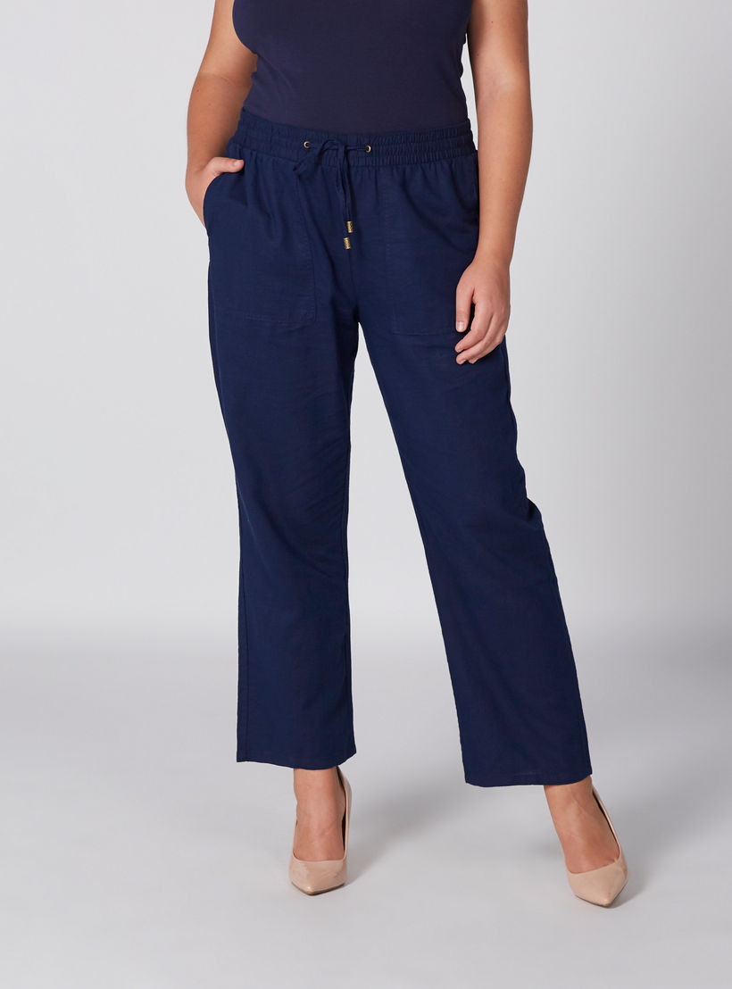 بنطال طويل بخصر مطاطي وجيوب-women-clothing-bottoms-trousers-image-1