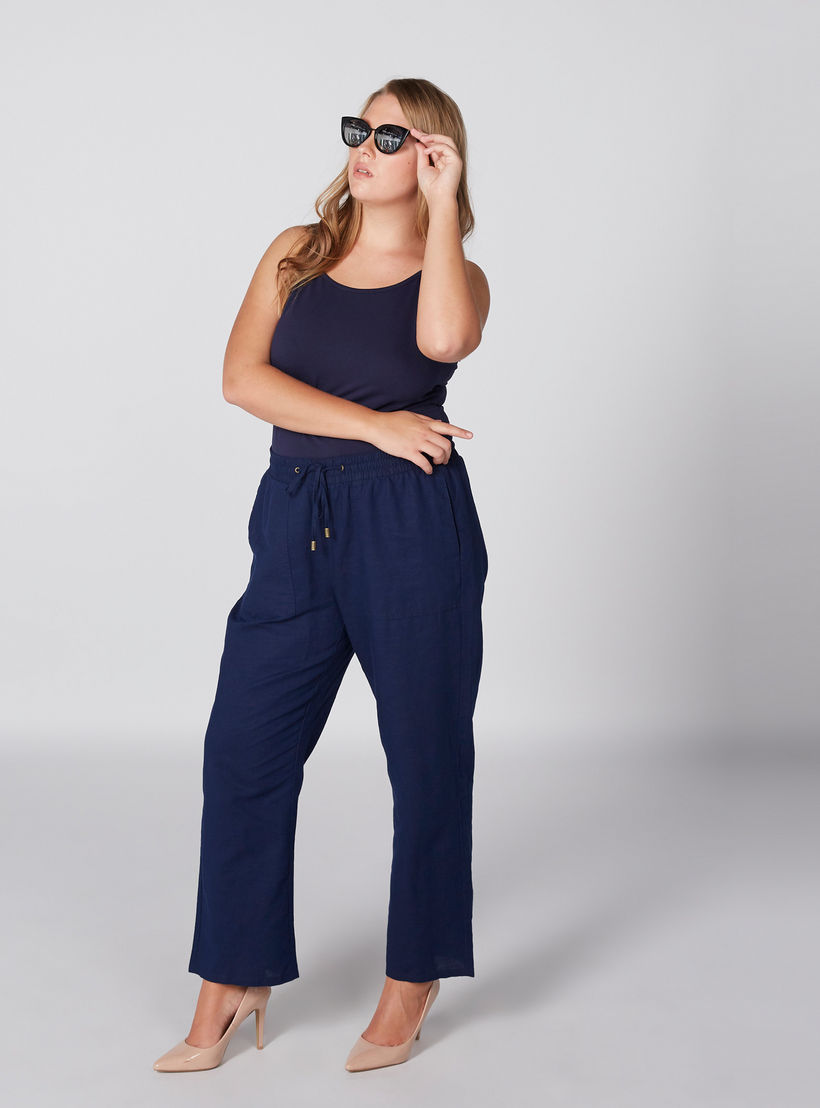 بنطال طويل بخصر مطاطي وجيوب-women-clothing-bottoms-trousers-image-2