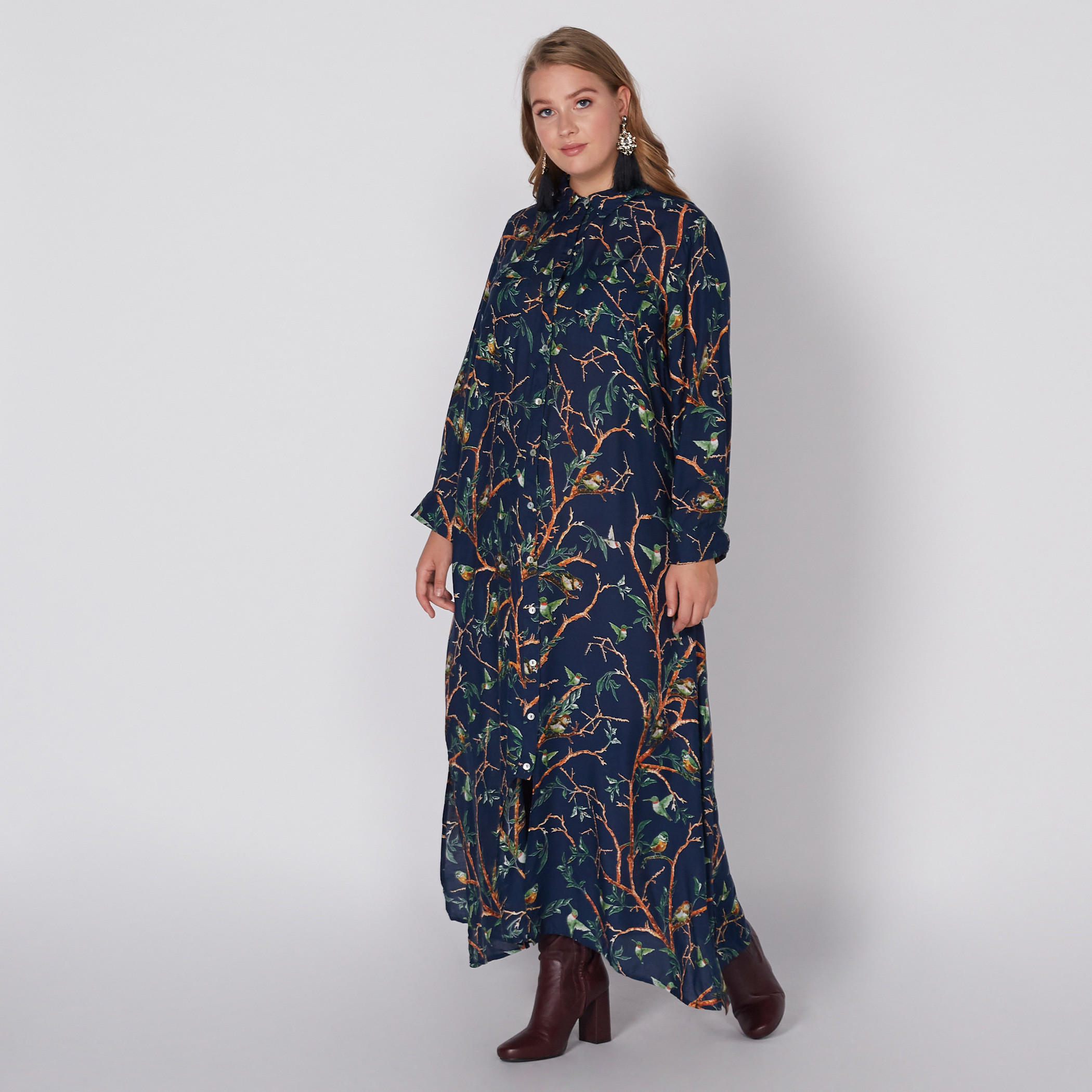 فستان قميص طويل بوصلة أزرار كاملة-women-clothing-dresses-image-2