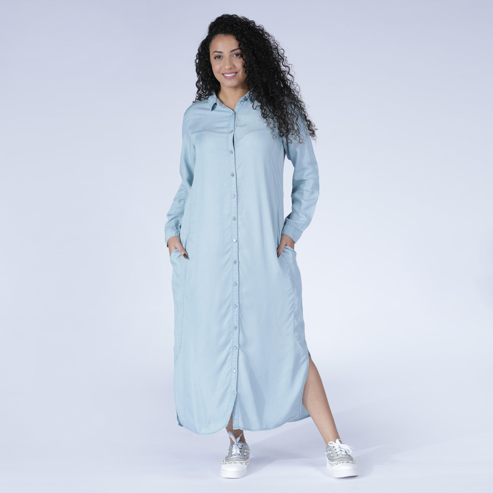 فستان قميص طويل بأكمام طويلة وتصميم مطرّز-women-clothing-dresses-image-1