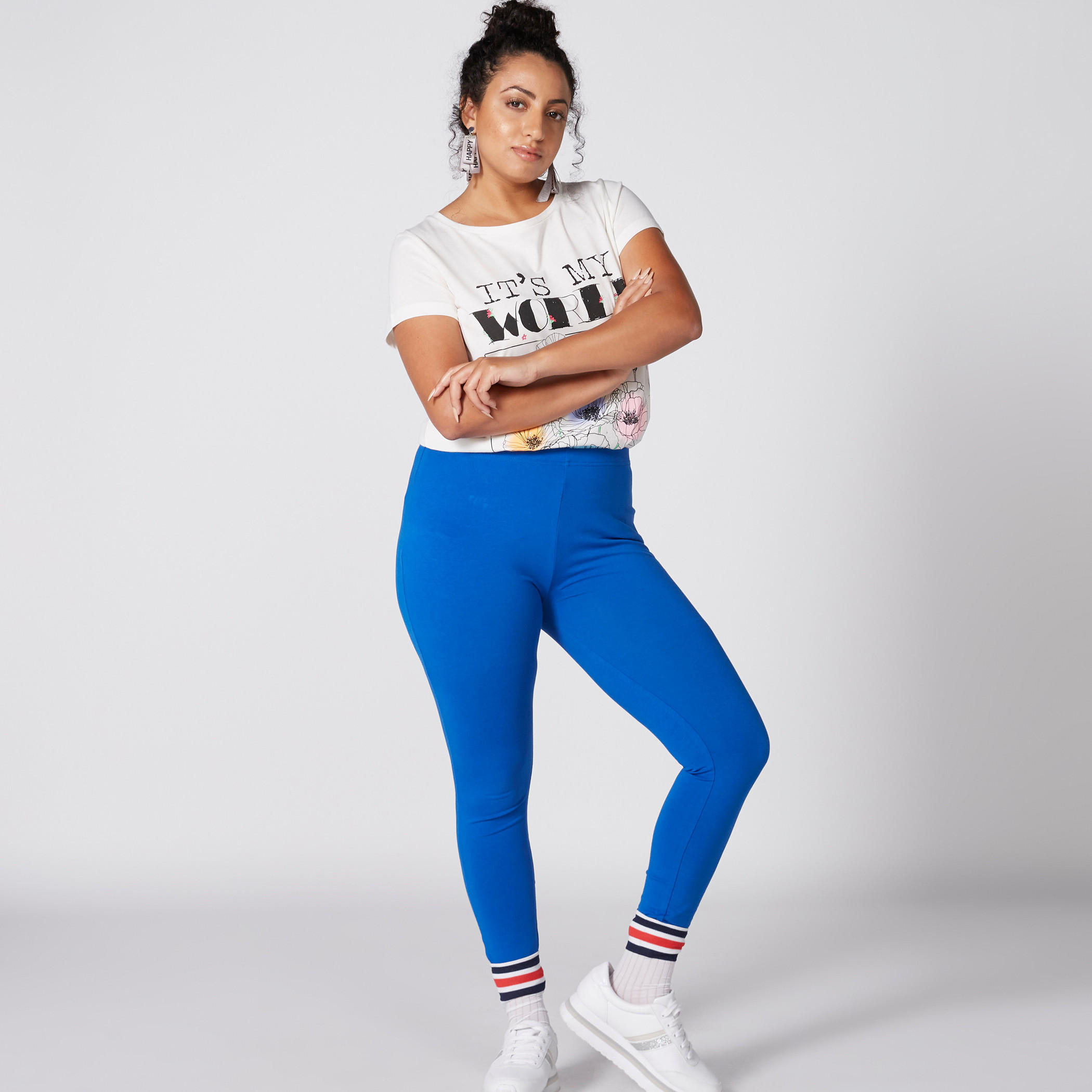 بنطال ليقنز طويل بخصر مطّاطي متوسط الارتفاع-women-clothing-bottoms-leggings-image-1